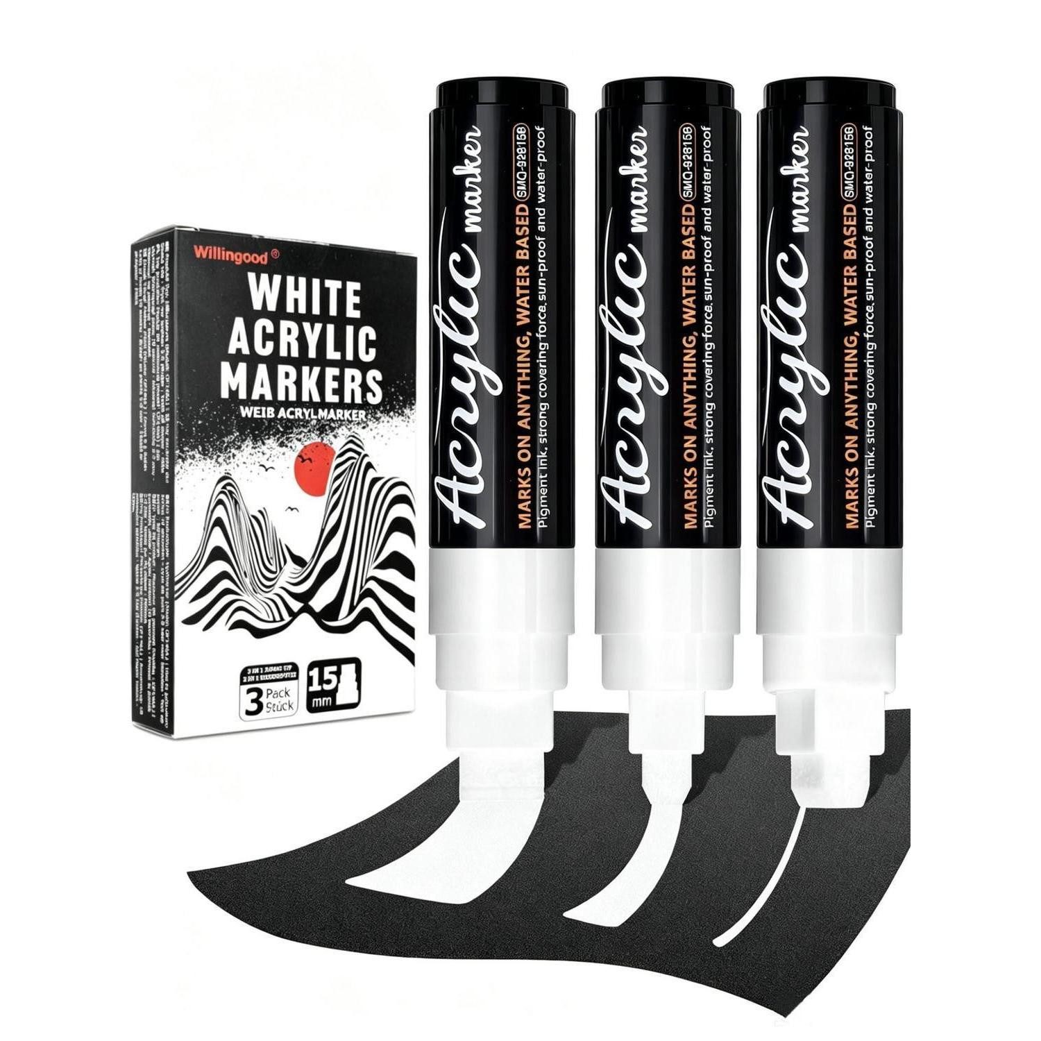 LuxusKollektion Permanentmarker Acrylstifte Jumbo 3x Weiss 15mm Filzspitze