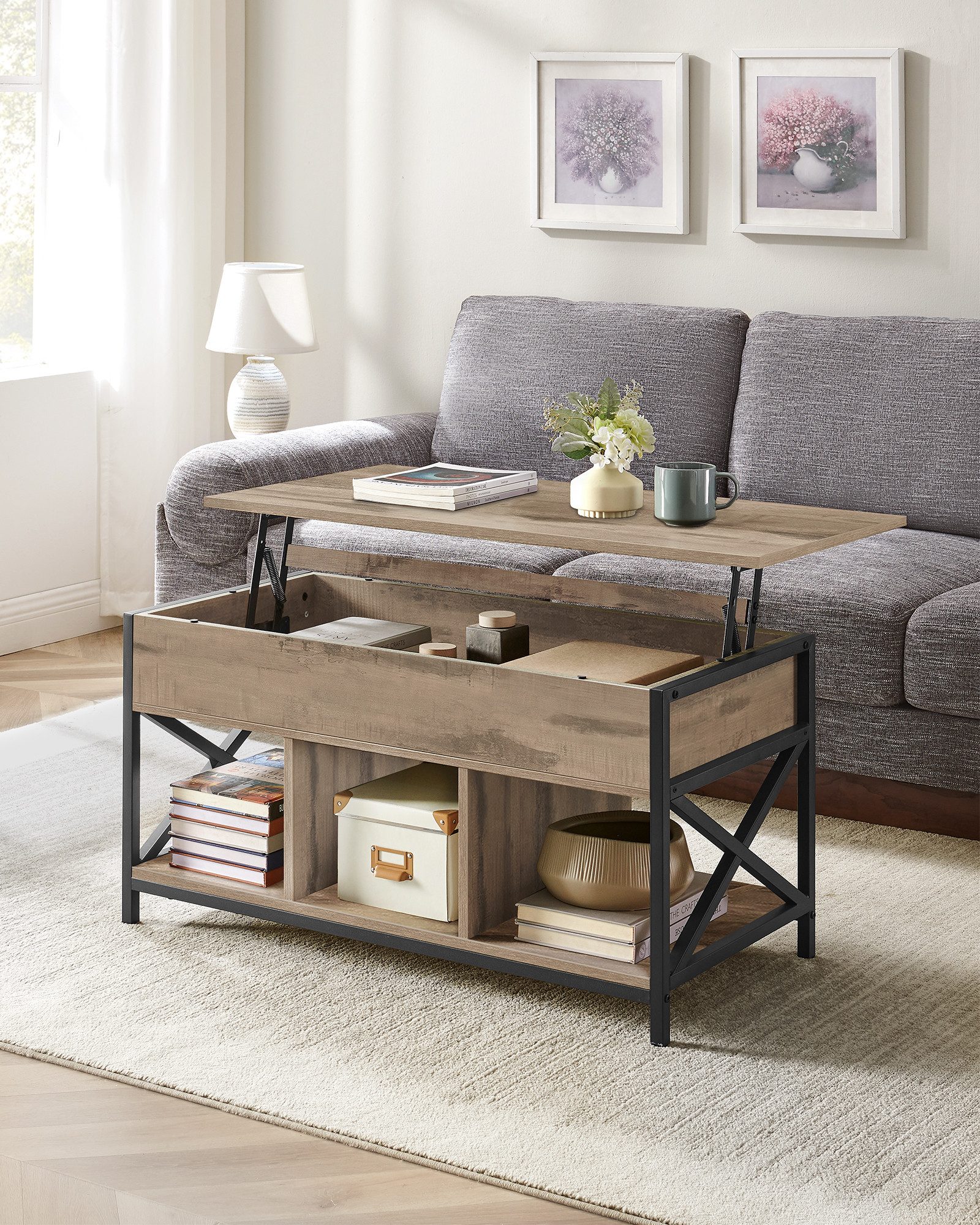 VASAGLE Couchtisch, höhenverstellbarer Wohnzimmertisch, 50 x günstig online kaufen