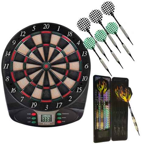 L.A. Sports Dartscheibe Elektronische Dartscheibe Classic 1-8 Spieler inkl. Zubehör, (Set, mit Pfeilen, Schäften und Ersatzspitzen)