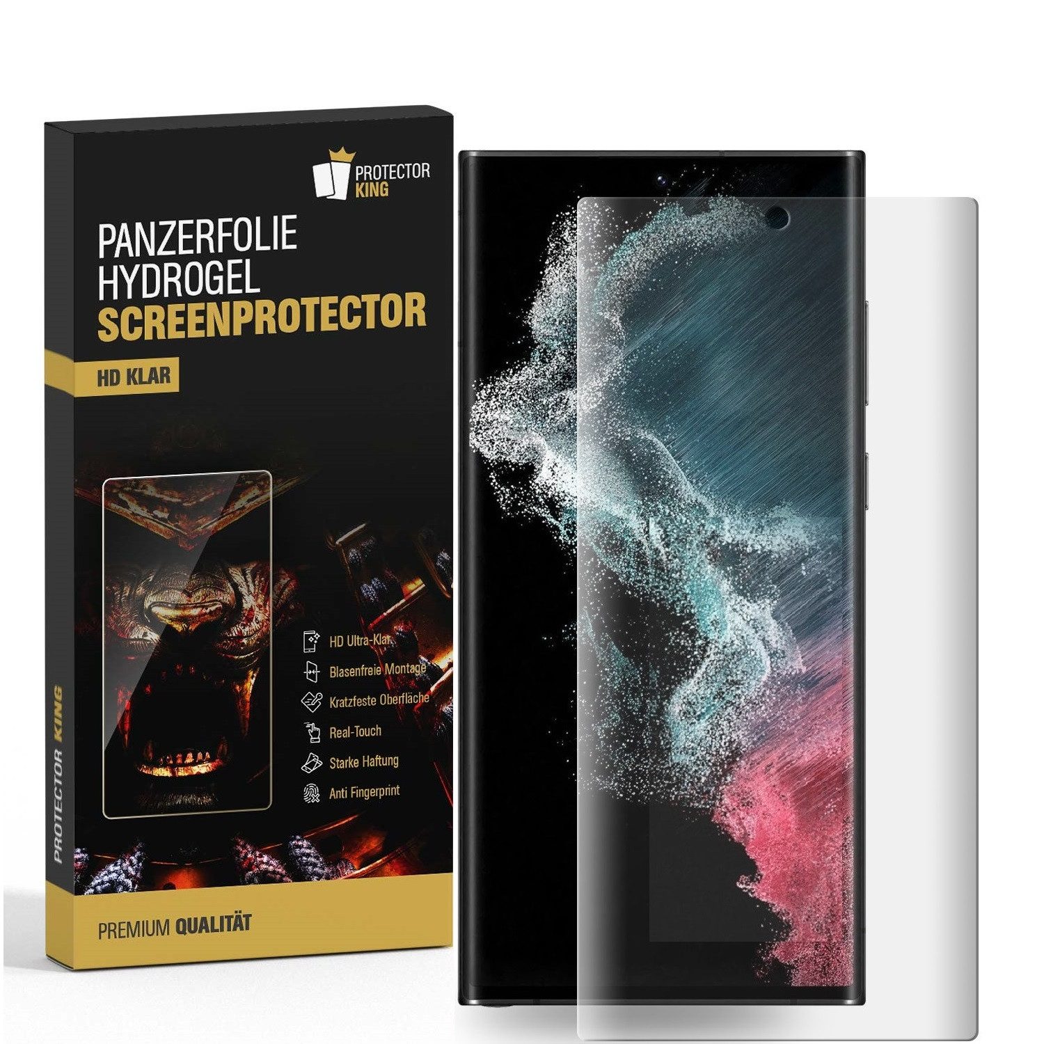 Protectorking Schutzfolie 2x Hydrogel-Glass für Samsung Galaxy S23 Ultra Selbstheilend für Micro, (2-Stück), Displayschutzfolie, Panzer Schutz, NANO ANTI-SHOCK HD KLAR