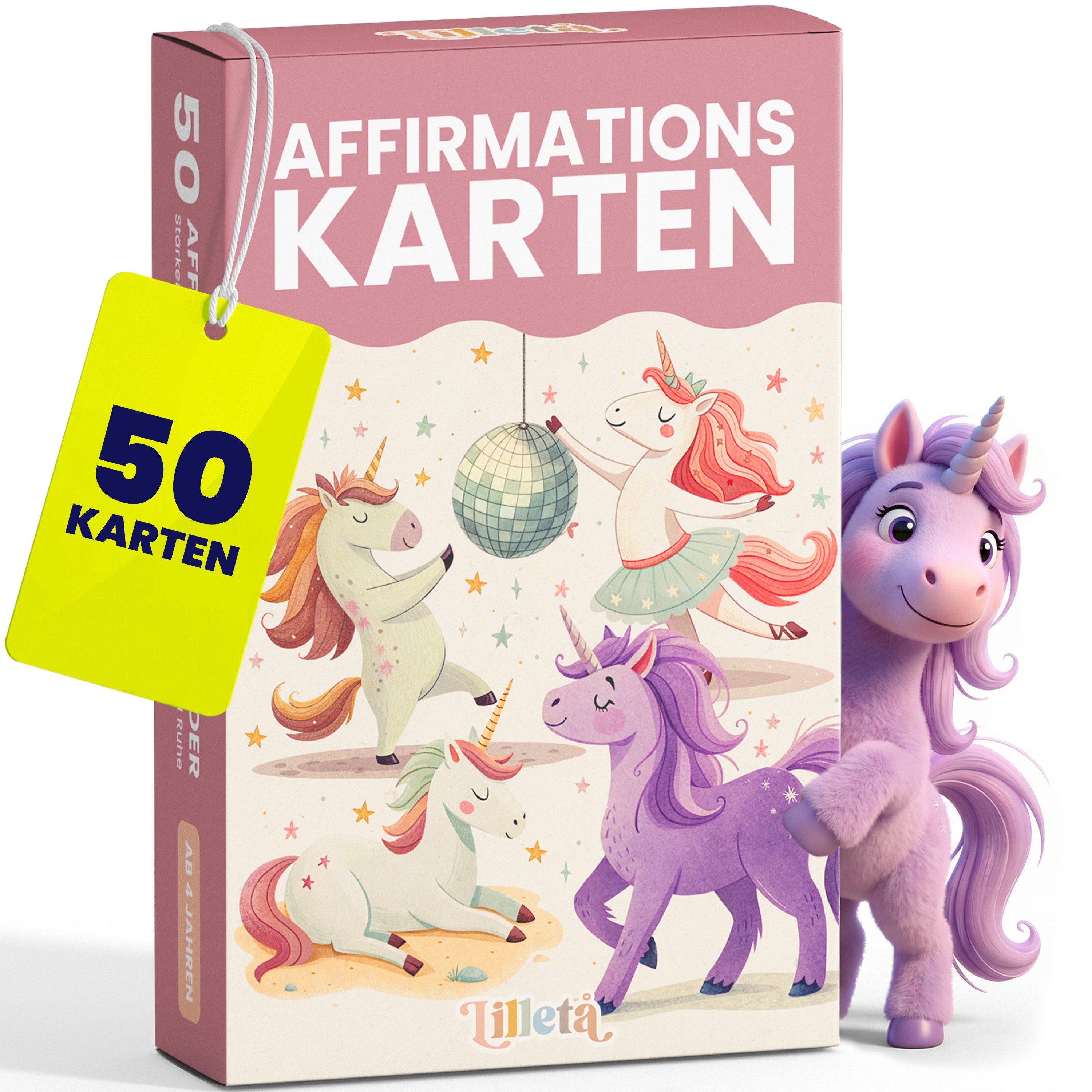 Lilletå Spiel 50 Affirmationskarten für Kinder - Positive Mutmachkarten, Fördert Selbstvertrauen und Achtsamkeit im Alltag – Affirmationen für die Schule & den Alltag, für Kinder ab 4 Jahren
