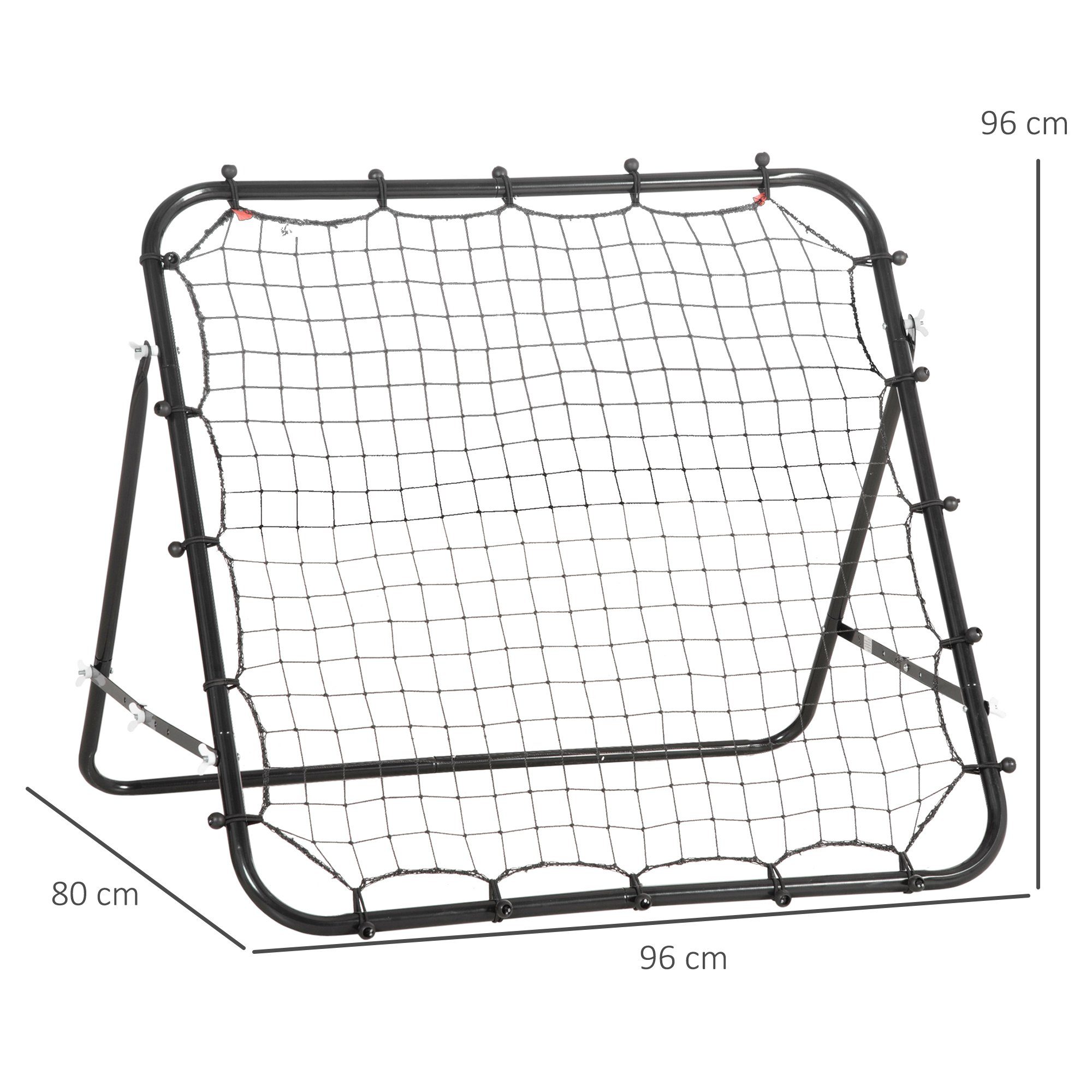 HOMCOM Rebounder Kickback Tor Rückprallwand Netz für Baseball, (Rückprallwand, 1-St., Trainingsnetz), Schwarz 96 x 80 x 96 cm