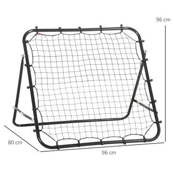 HOMCOM Rebounder Kickback Tor Rückprallwand Netz für Baseball Fußballtor PE Schwarz (Set, 1 St., Verstellbarer Winkel Metallrohr), 96L x 80B x 96H cm
