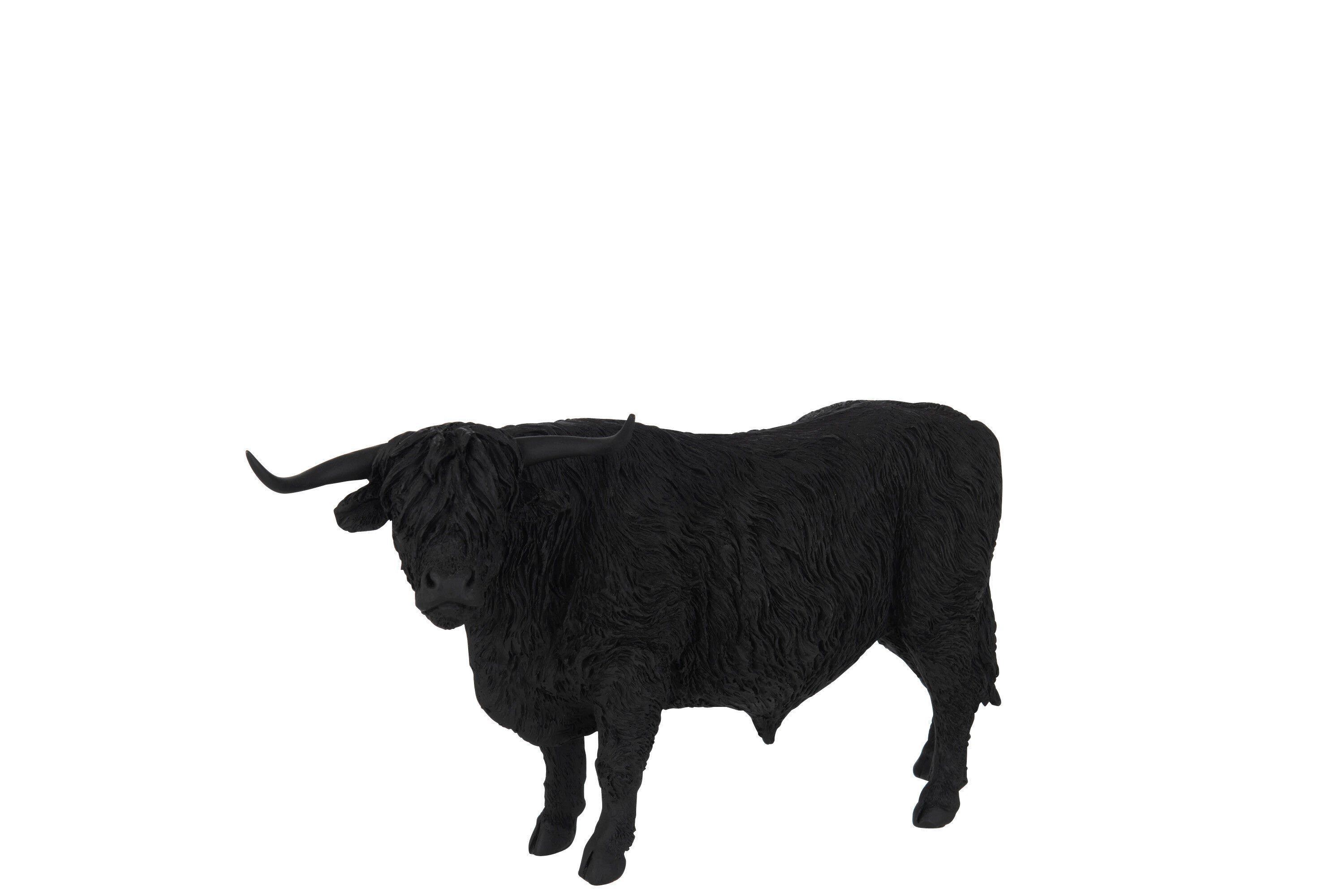 2er-Set Skulpturen Exquisites GILDE Rinder Dekoobjekt schwarzer / Poly Rind aus