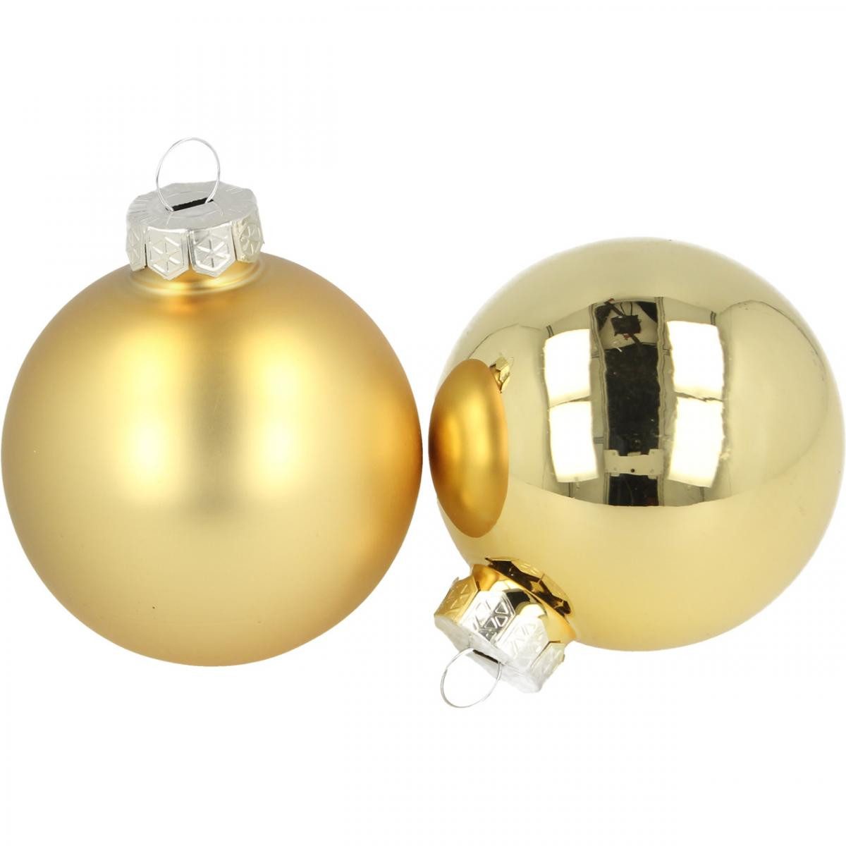 Florists Products Weihnachtsbaumkugel Christbaumschmuck Set 24tlg Glaskugeln Gold Mix Ø6cm, 24 Stück