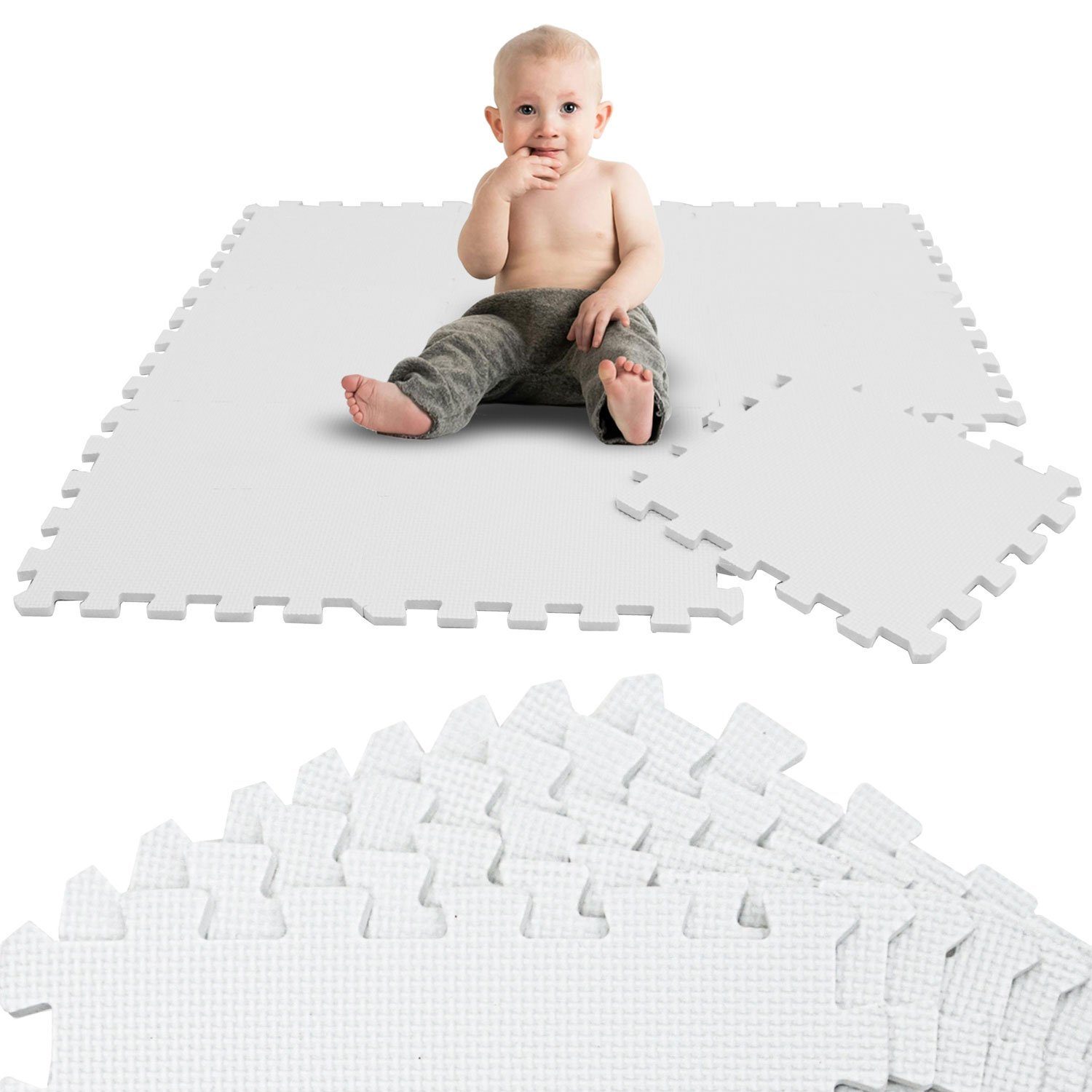 LittleTom Puzzlematte ab dem 1. Tag - 9 Teile Baby Spielmatte - 30 x 30 Kinder Krabbelmatte, Spielunterlage für Babys und Kleinkinder - Kinderzimmer Puzzleteppich