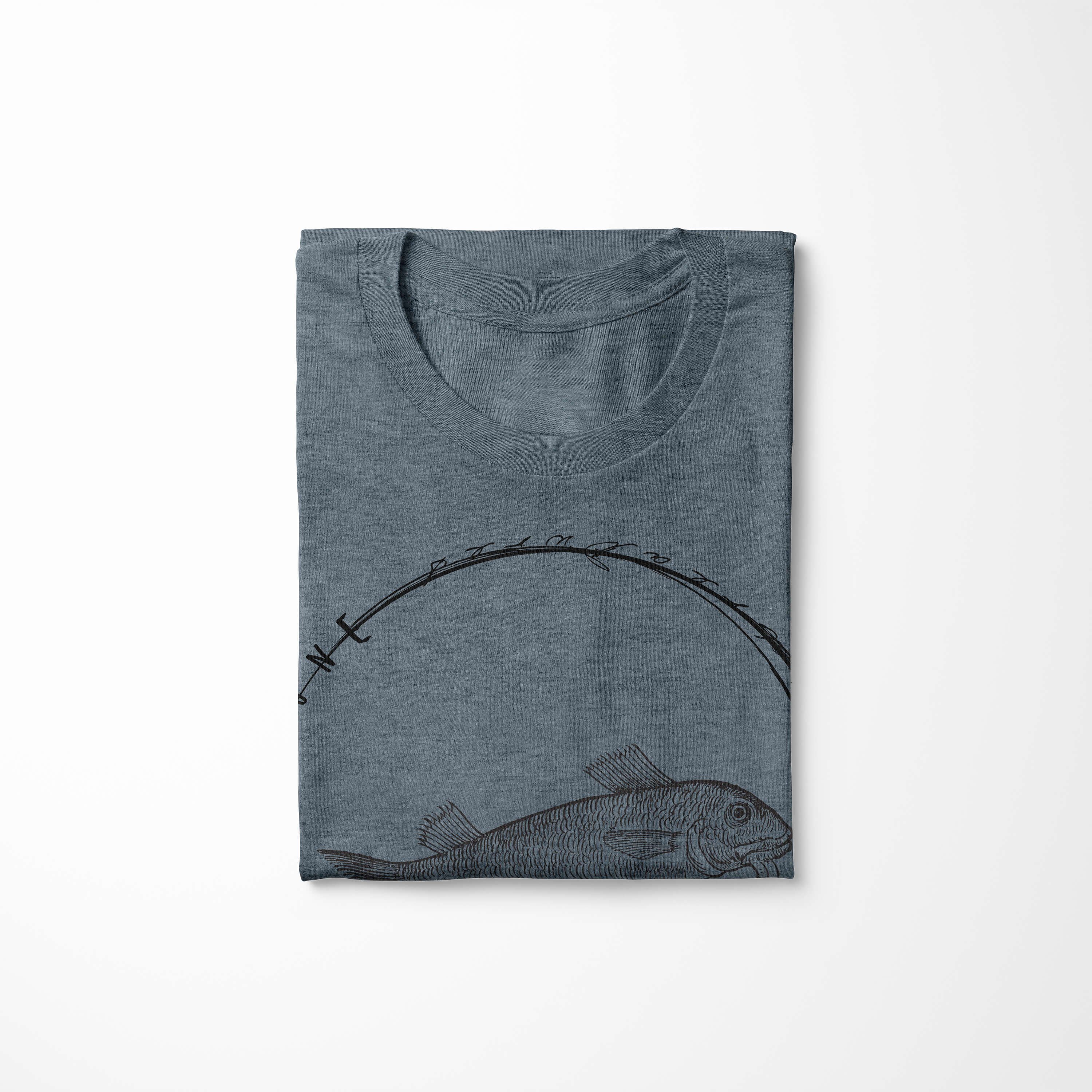 Serie: sportlicher T-Shirt T-Shirt Sea und Schnitt Art Creatures, Indigo Tiefsee - / 024 Struktur Sea feine Sinus Fische