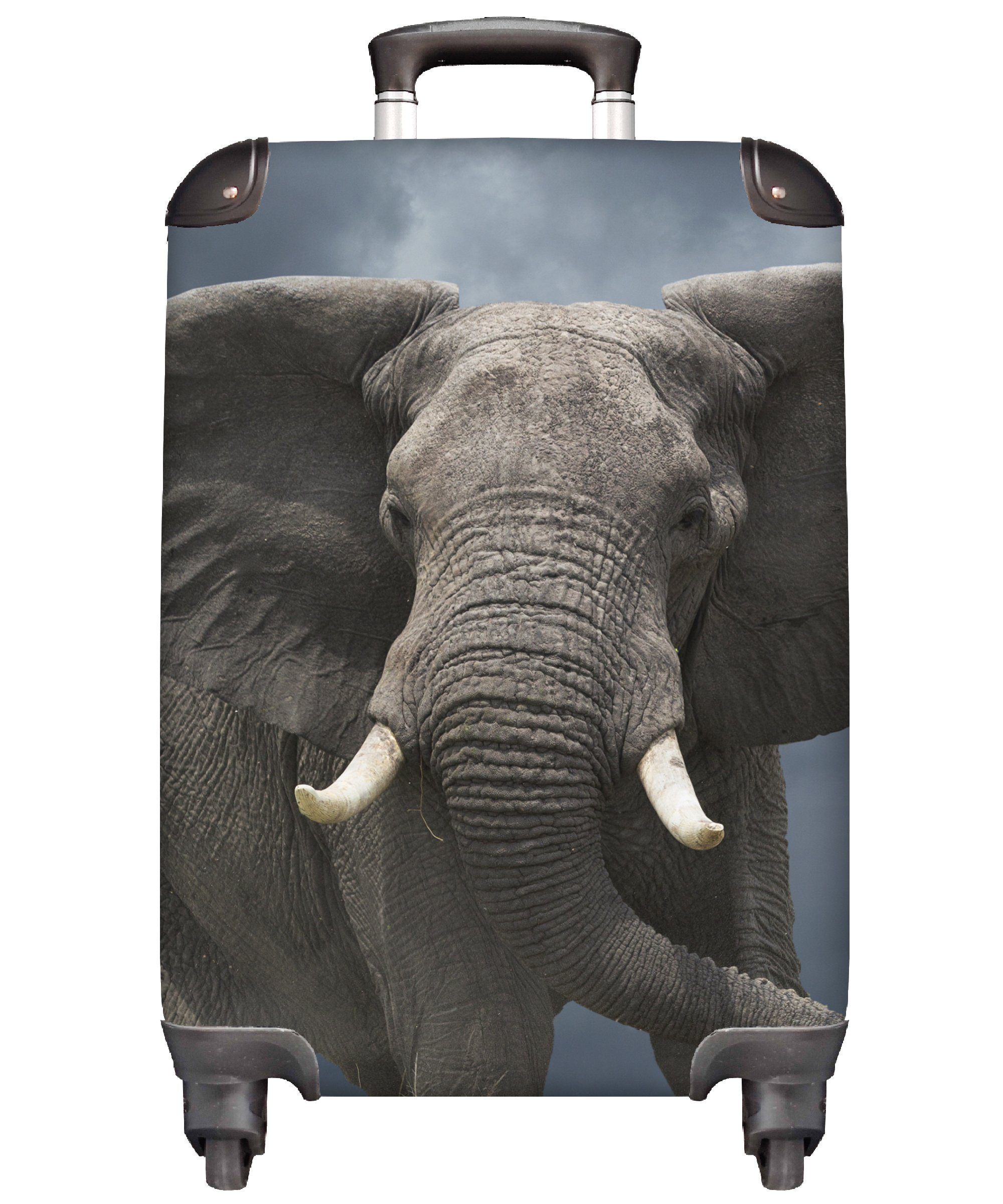 MuchoWow Handgepäckkoffer Elefant - Wolken - Tiere - Natur, 4 Rollen, Reisetasche mit rollen, Handgepäck für Ferien, Trolley, Reisekoffer