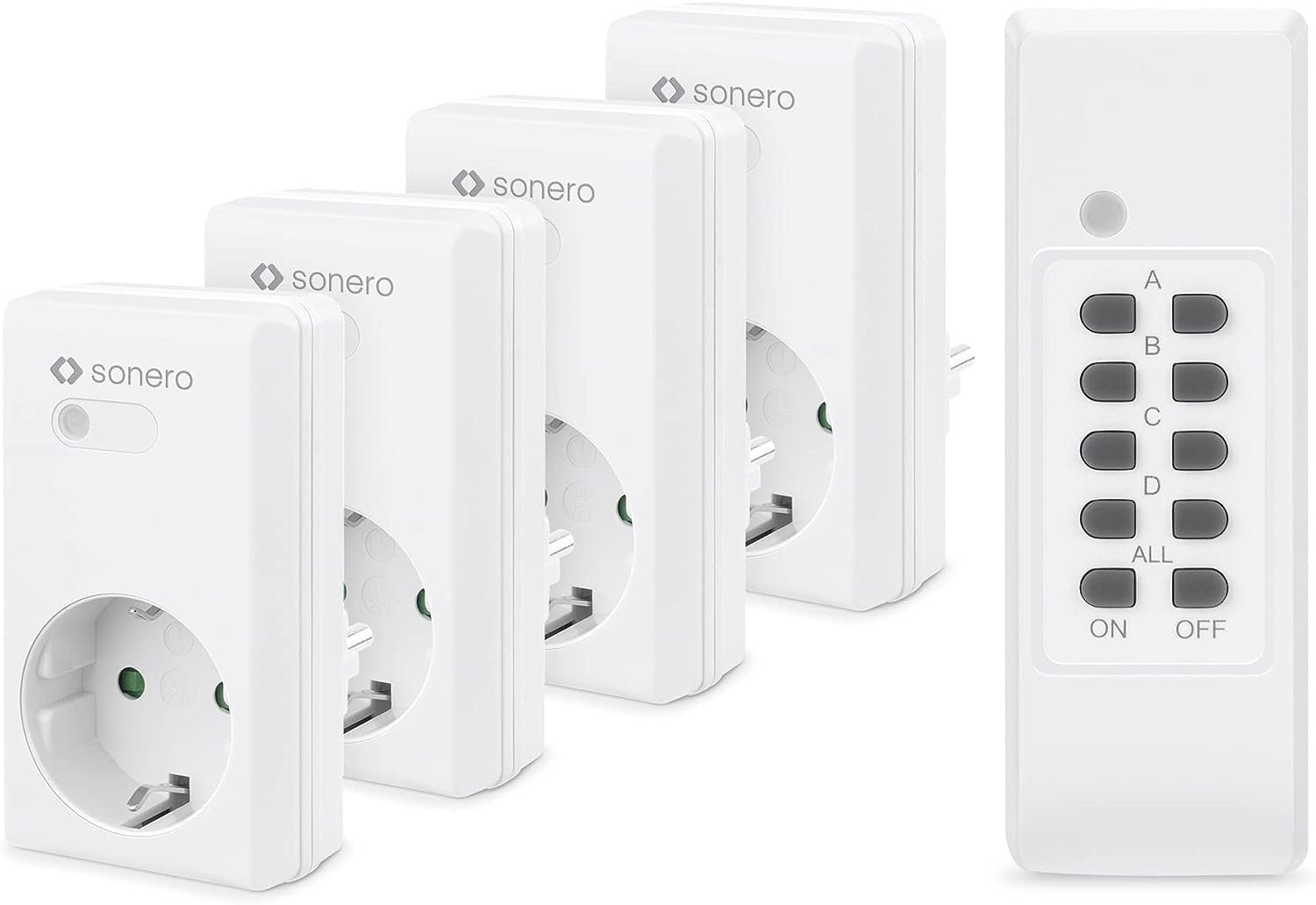 sonero Funksteckdose sonero Радиорозетки, 4 x Funksteckdose und 1 x Funkfernbedienung
