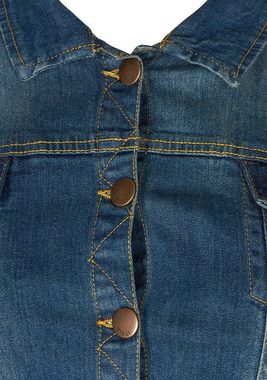 Zizzi Jeansjacke Mit Kontrastfarbenen Nähten und Steppung