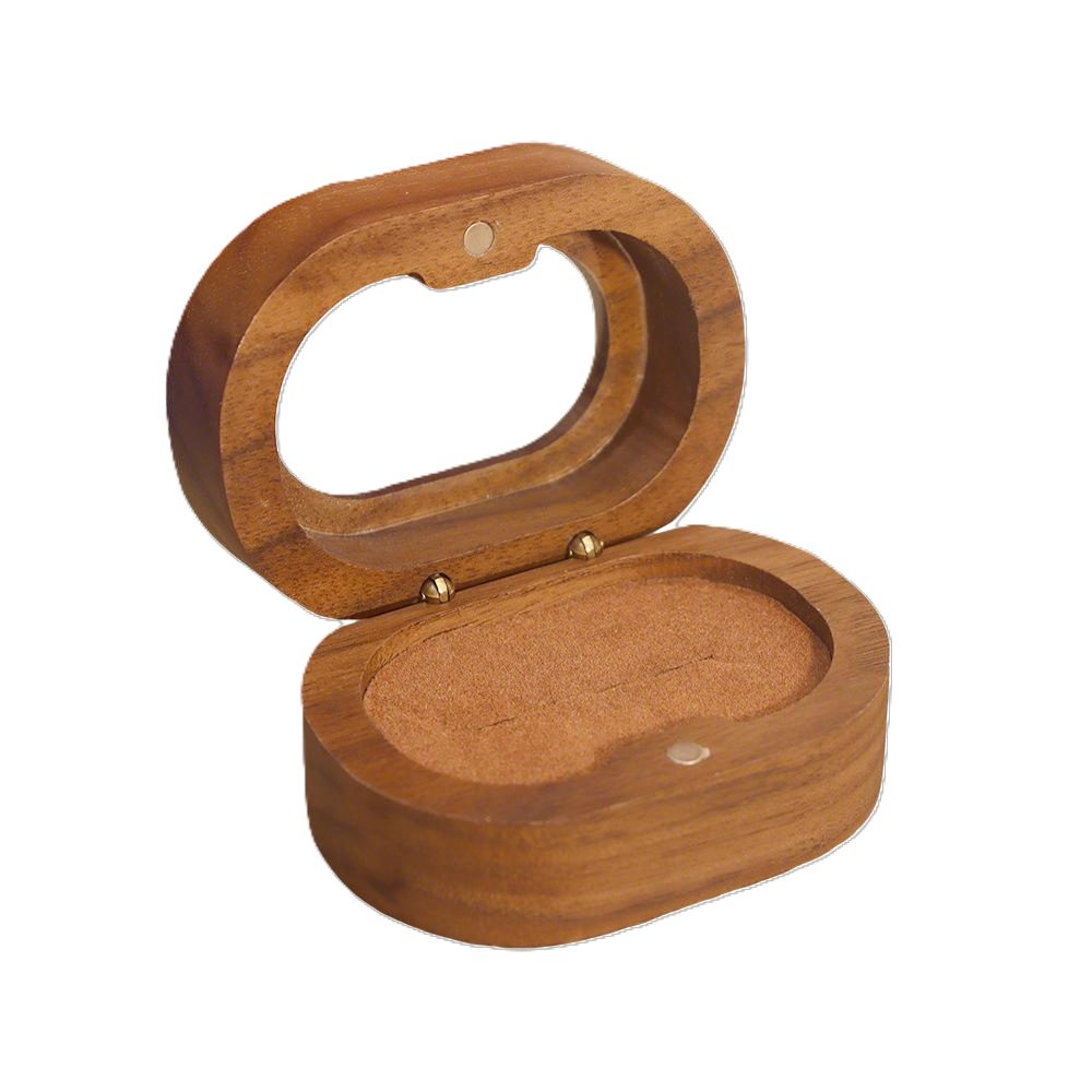 Jumpeak Schmuckkasten Schmuckkästchen Holz,Ringbox Verlobung,Geschenke für Frauen,Walnußholz (rund,elliptisch,quadratisch,portabel,klein,portabel, Schmuckaufbewahrung,Aufbewahrungsbox mit Deckel,Präsentationsbox), Schmuckkästchen,Ringbox Hochzeit 1-2 Ringe,schmuckkästchen klein