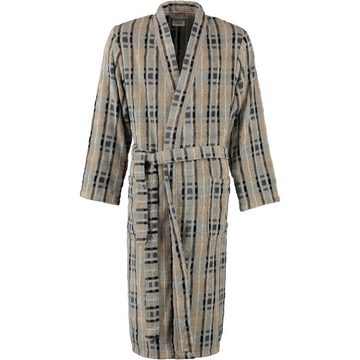 Cawö Herrenbademantel Noblesse Check 1818 Kimono Velours, Kimono, 100% Baumwolle