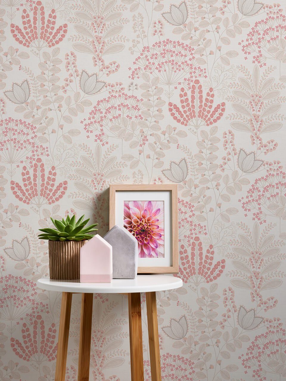 m, Design Tapete Bloomed matt, rosa, lichtbeständige weiß Vliestapete KUNSTLOFT Tranquil 0.53x10.05