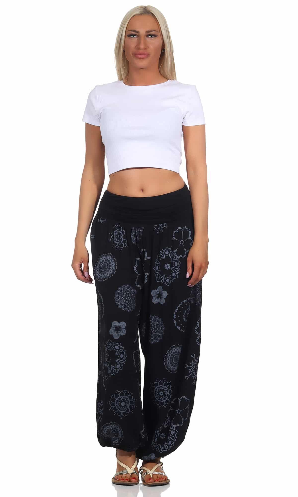 OriginalYou Haremshose Sommerhose Damen Boho Flatterhose leichte Yoga-Hose weites Bein luftige & leicht, hautfreundliches Material