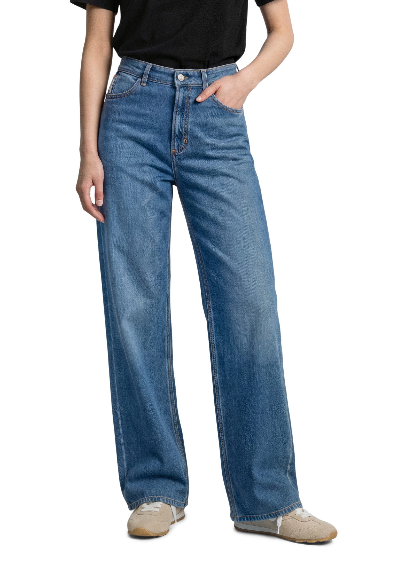 Marc O'Polo DENIM Weite Jeans aus leichter Bio-Baumwoll-Qualität