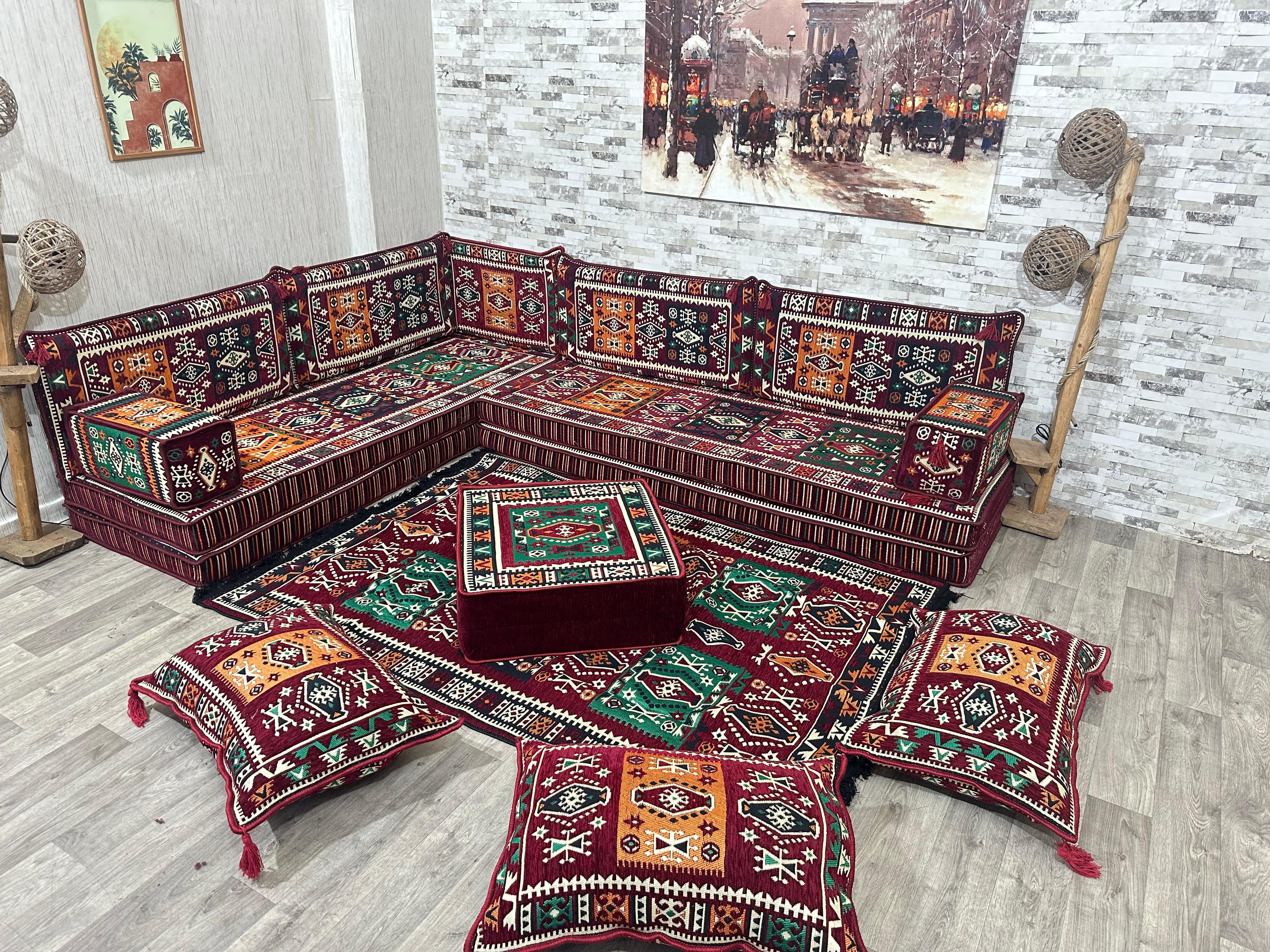 CaddeBuy Sofa Arabische Ecke Majlis, Orientalische Sofa, Palettensofa, Sitzecke, 16 Teile