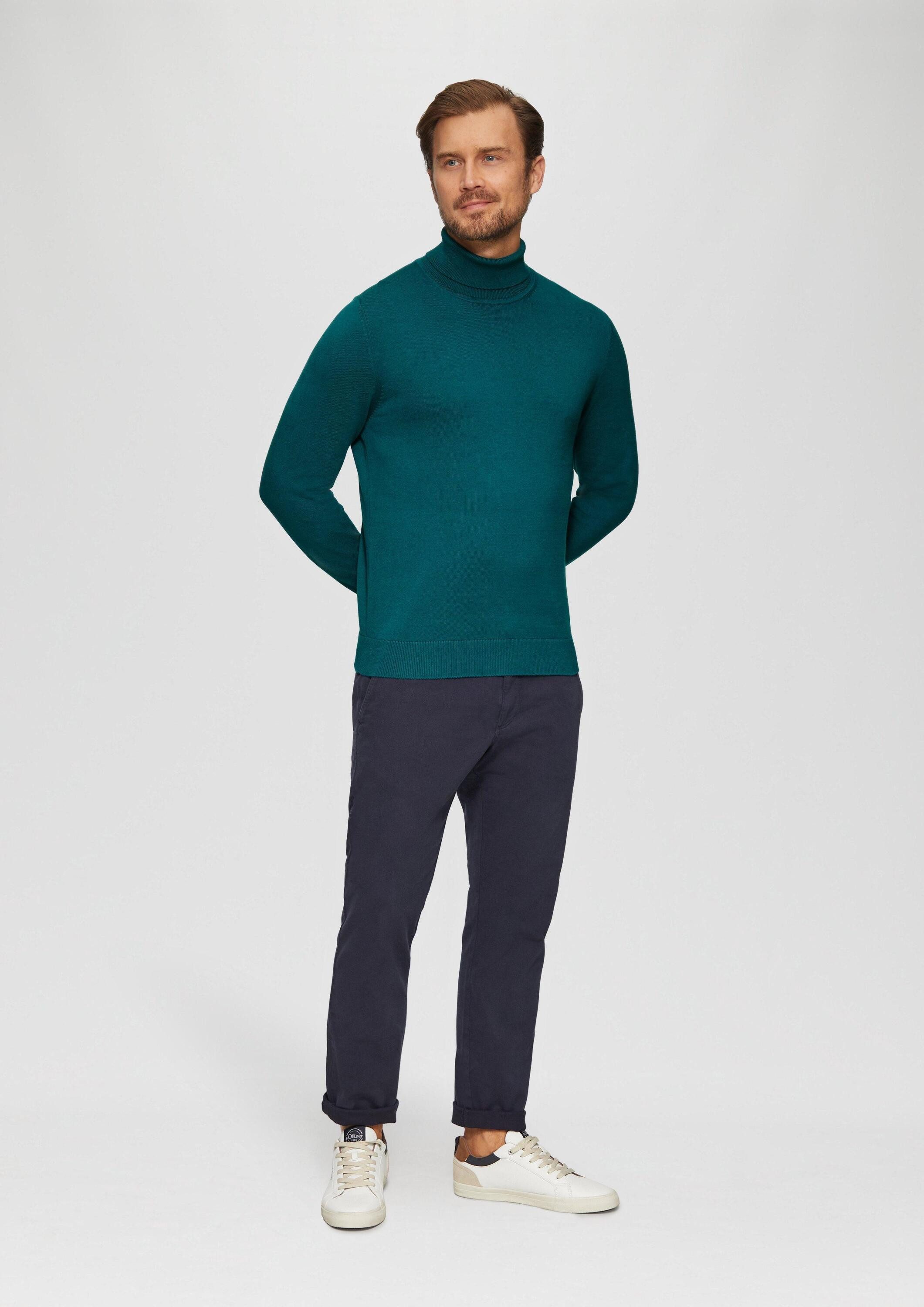 s.Oliver Longpullover Strickpullover Rollkragenpullover aus Baumwolle