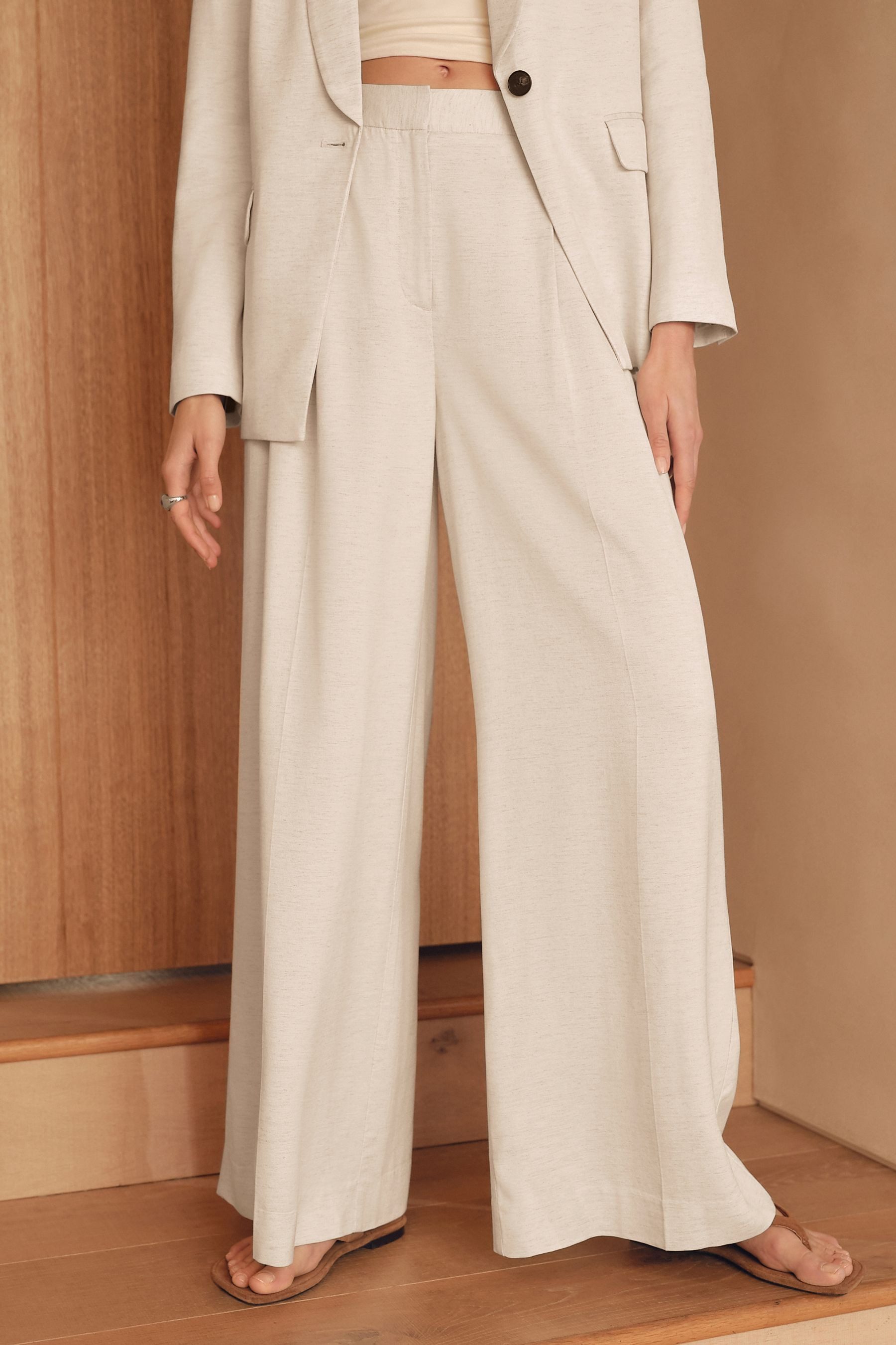 Next Anzughose N. Premium Hose mit weitem Bein und Leinenanteil (1-tlg)
