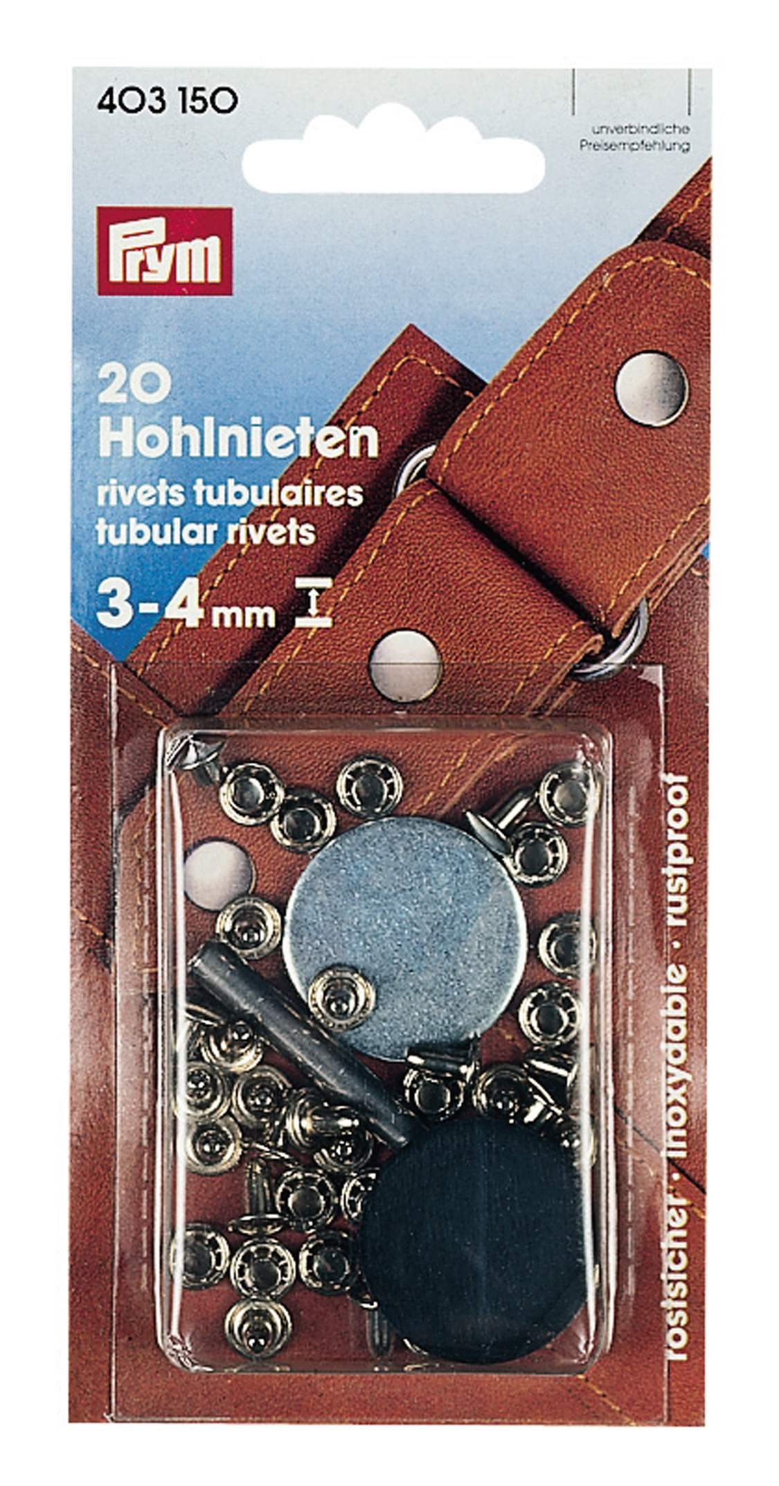 Prym Niete, (15 Stück), Hohlniet Messing vernickelt (SB) 7 mm a