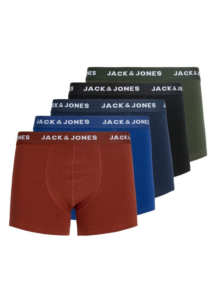 Jack & Jones Boxer JACHUEY im Fünferpack mit toniger Naht und elastischem Bund (Packung, 5-St., 5er-Pack) unifarben, modisch, eng anliegend, Baumwollmischung