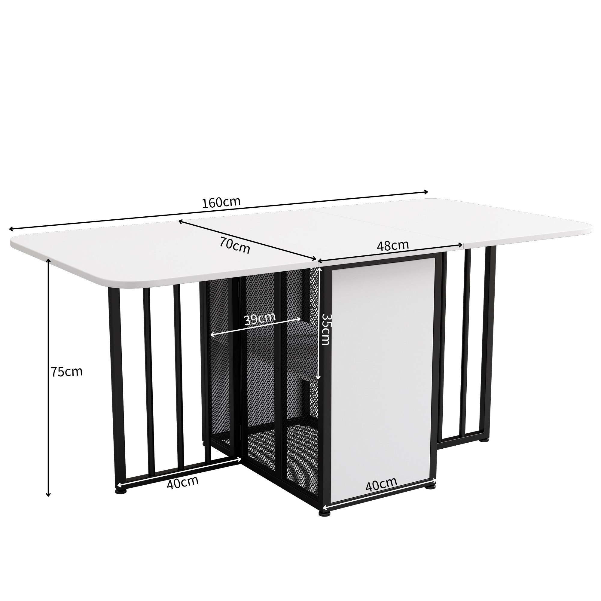 Odikalo Esstisch Wohnzimmertisch ausziehbarer Schubladen 3 Formen (weiß+schwarz)