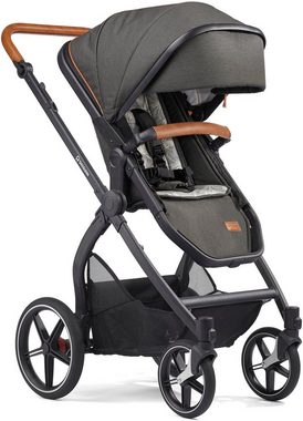 Gesslein Kombi-Kinderwagen FX4 Soft+ mit Aufsatz Life, schwarz/cognac, dark olive, mit Babywanne C3 und Babyschalenadapter