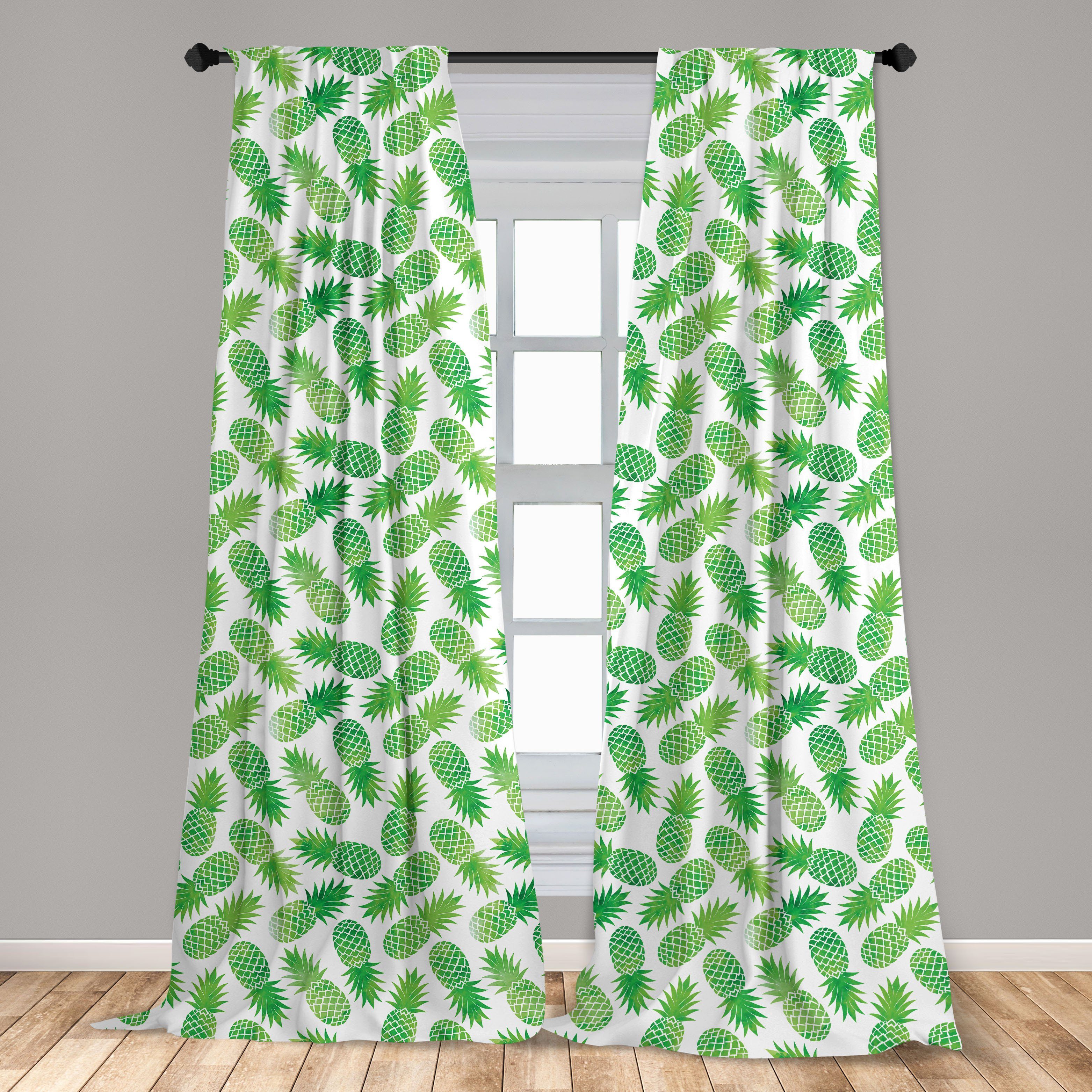 Gardine Exotische Vorhang Grün Microfaser, Schlafzimmer Dekor, Abakuhaus, für Wohnzimmer Ananas-Muster