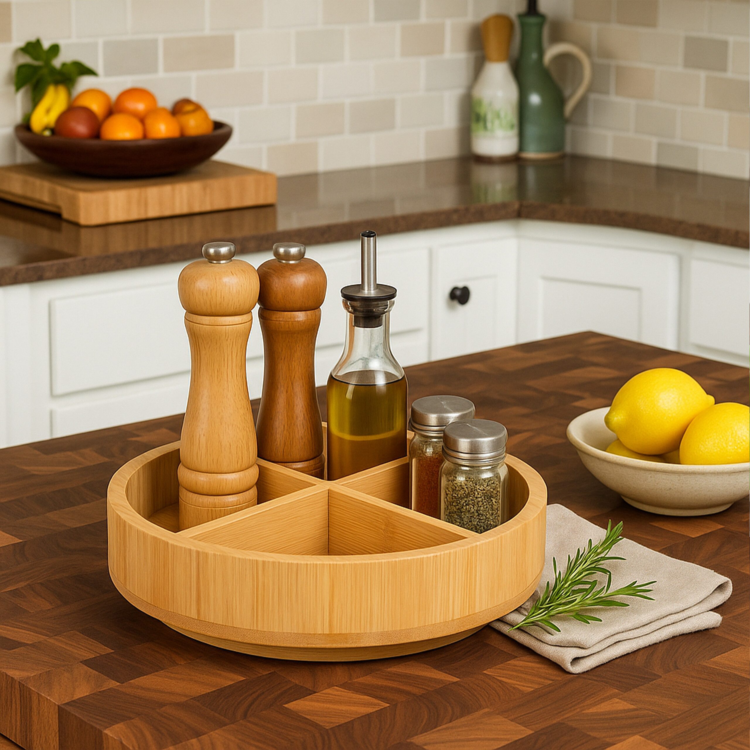 relaxdays Gewürzständer Drehteller Bambus günstig online kaufen