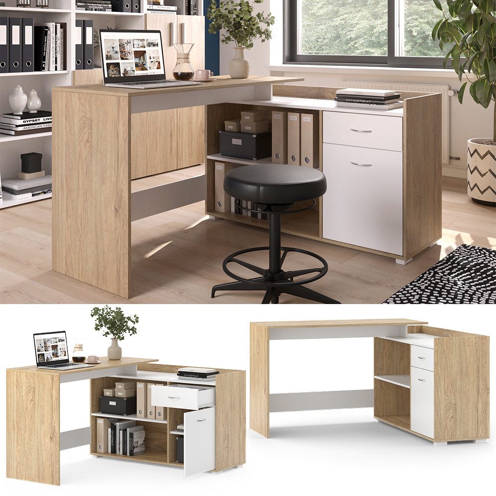 Vicco Schreibtisch Noira, Weiß/Sonoma, 135 x günstig online kaufen