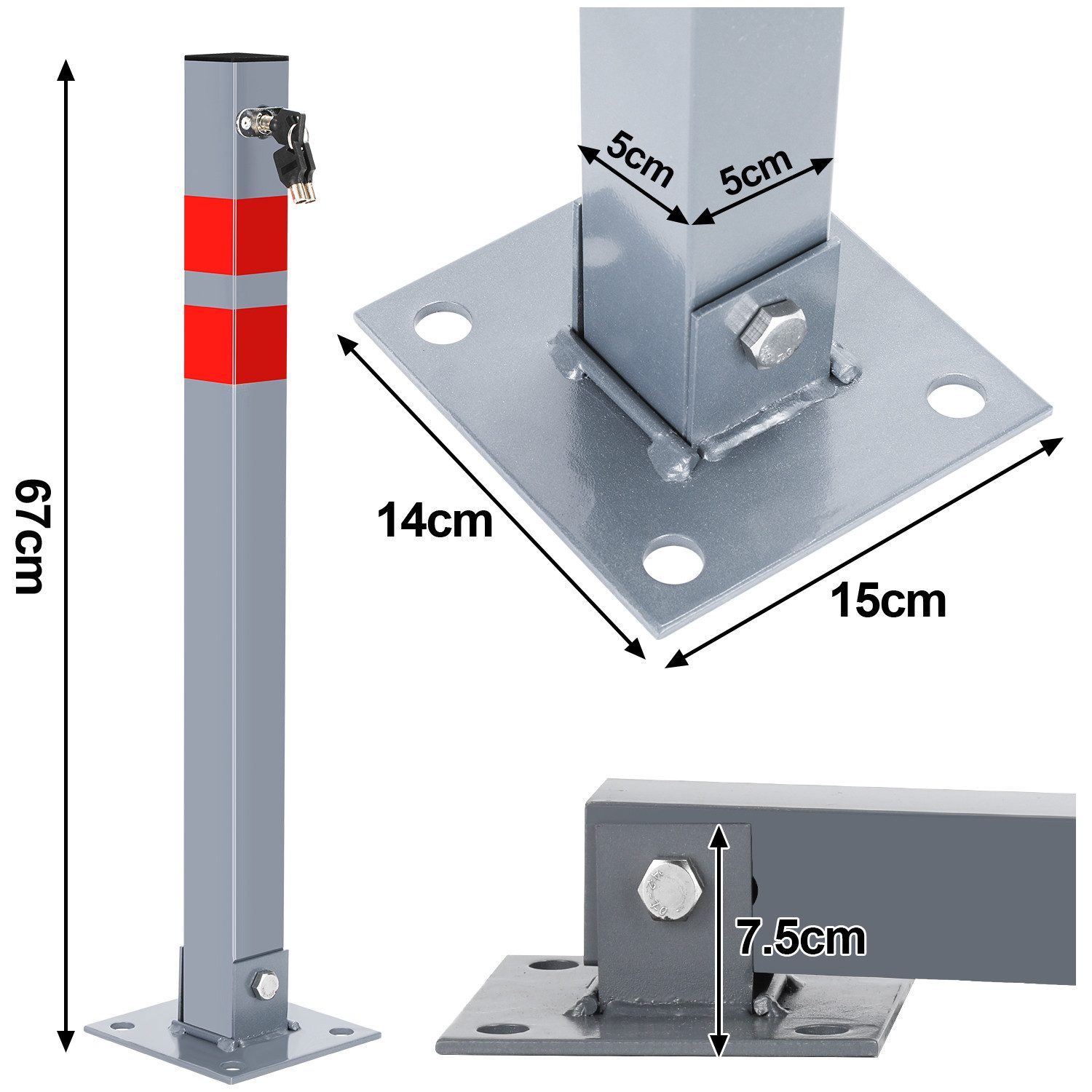 Clanmacy Absperrpfosten 65cm Parkplatzsperre Bügel Pfosten Kette Poller Klappbar (2-tlg)