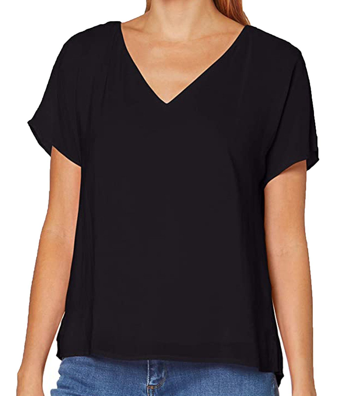 Esprit Blusentop »ESPRIT COLLECTION Blusen-Shirt luftiges Damen  Kurzarm-Shirt Sommer-Bluse Schwarz« online kaufen | OTTO