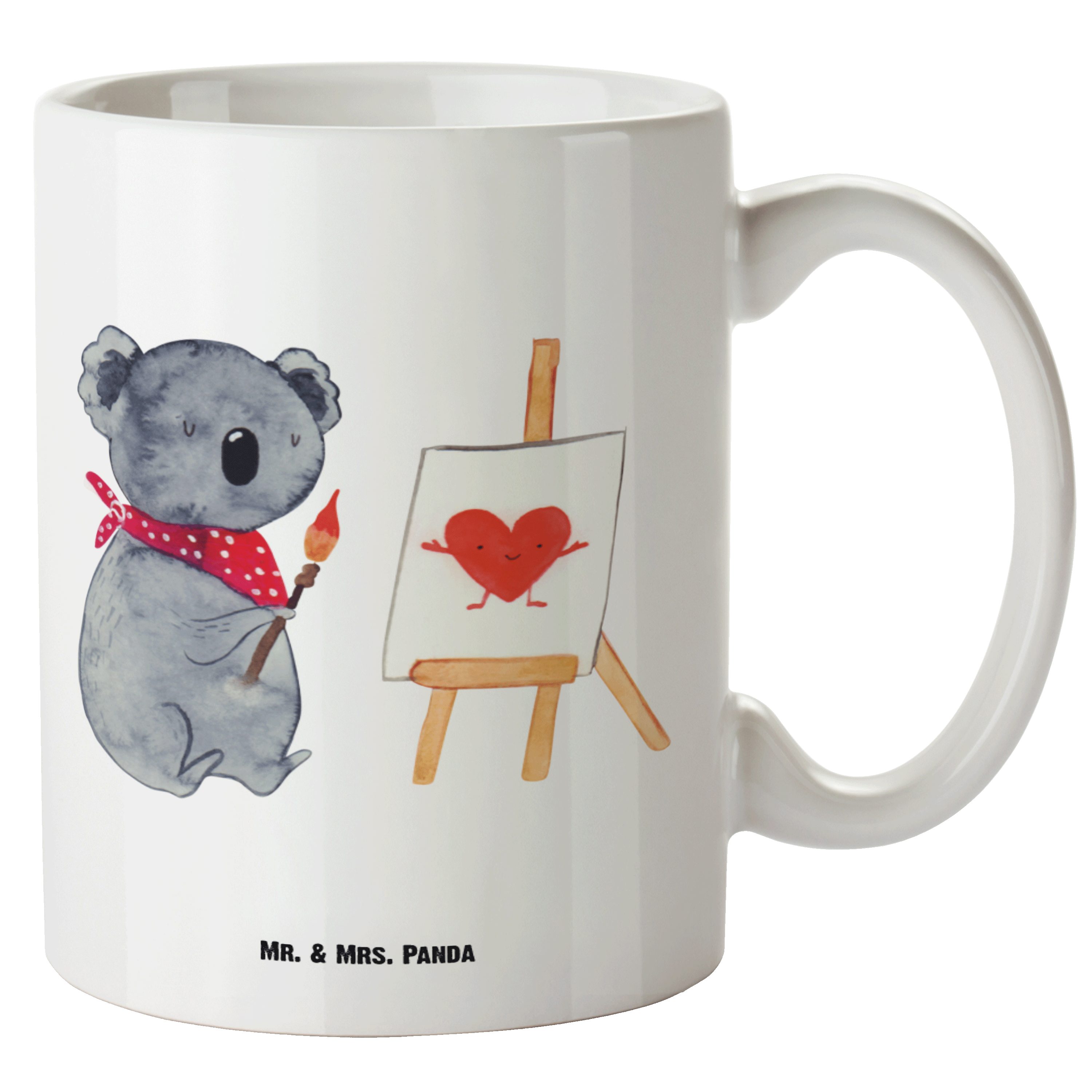 XL Keramik Tasse, Tasse Künstler & XL Panda Geschenk, Tasse, Weiß Gr, - Tasse Große - Koala Koalabär, Mrs. Mr.