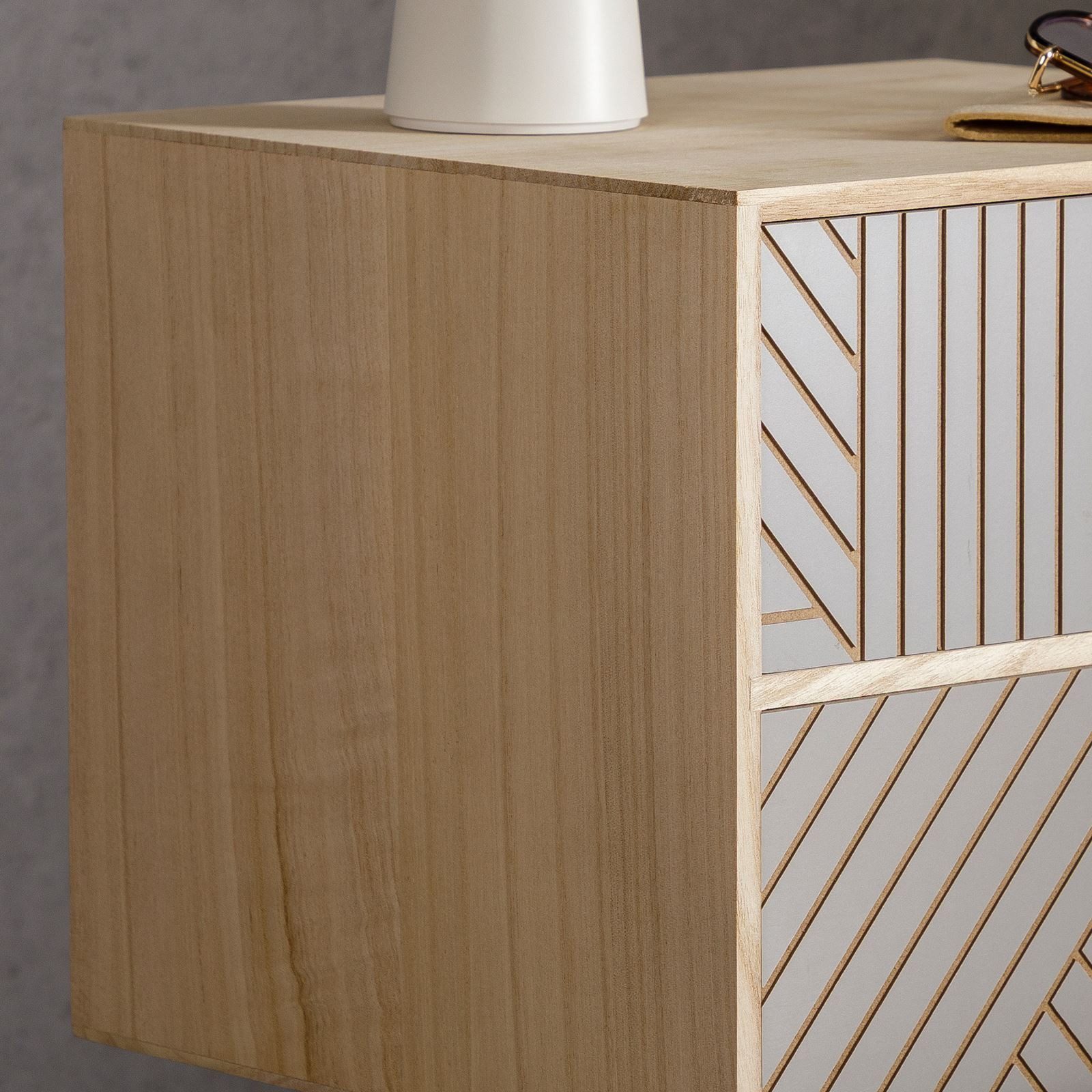 IDIMEX Nachttisch PELO, Nachttisch aus Holz Nachtkommode Nachtkasten mit 2 Schubladen und Zier