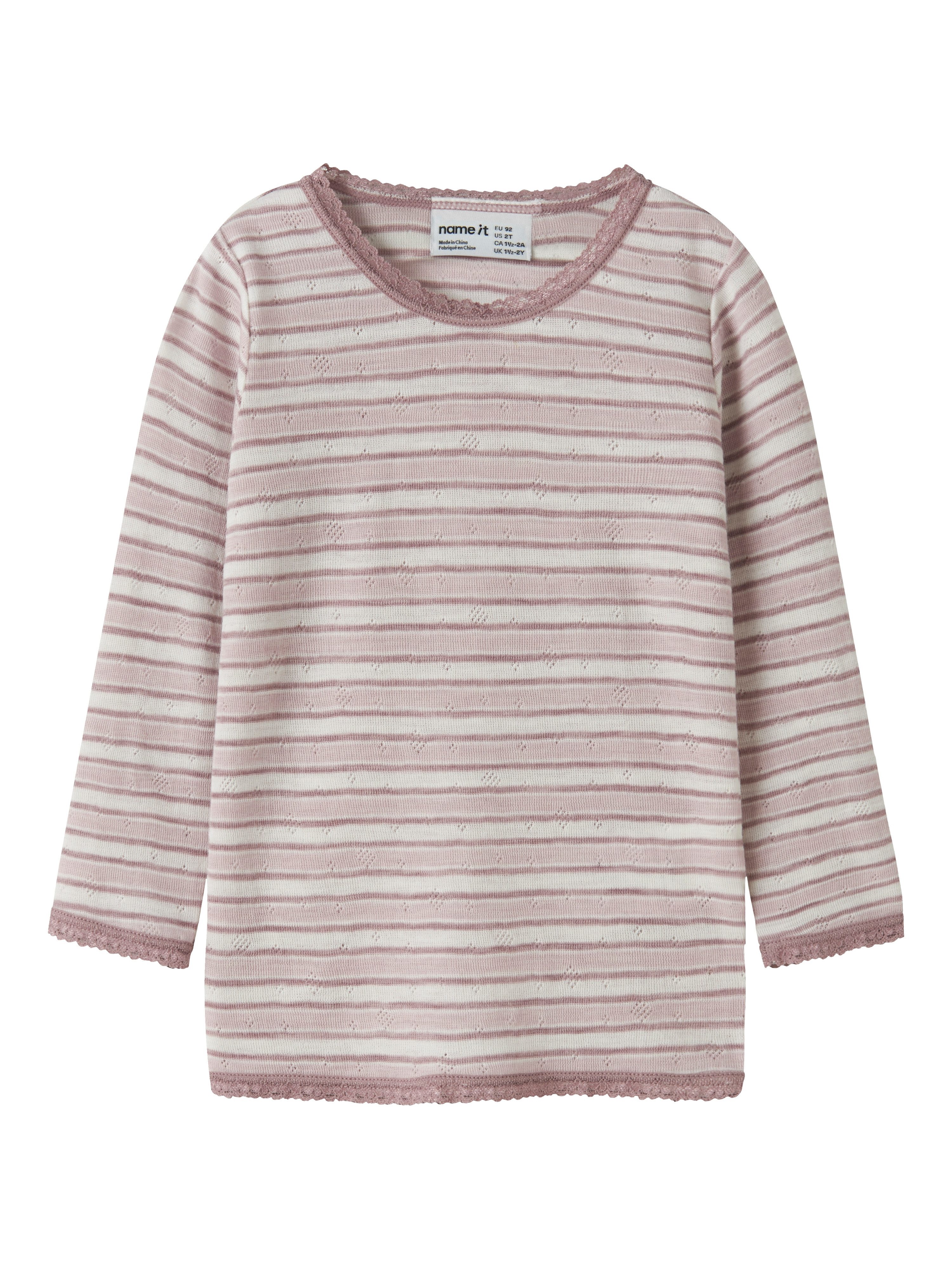 Name It Langarmshirt NMFWANG WOOL NEEDLE LS TOP NOOS Wolle, regular fit – Bild 2 von 5