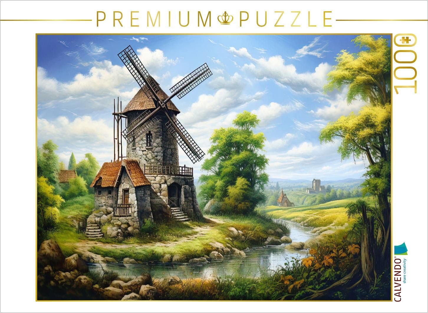 CALVENDO Puzzle CALVENDO Puzzle Windmühle im Sommer, 1000 Teile Lege-Größe 64x48cm Fo, 1000 Puzzleteile
