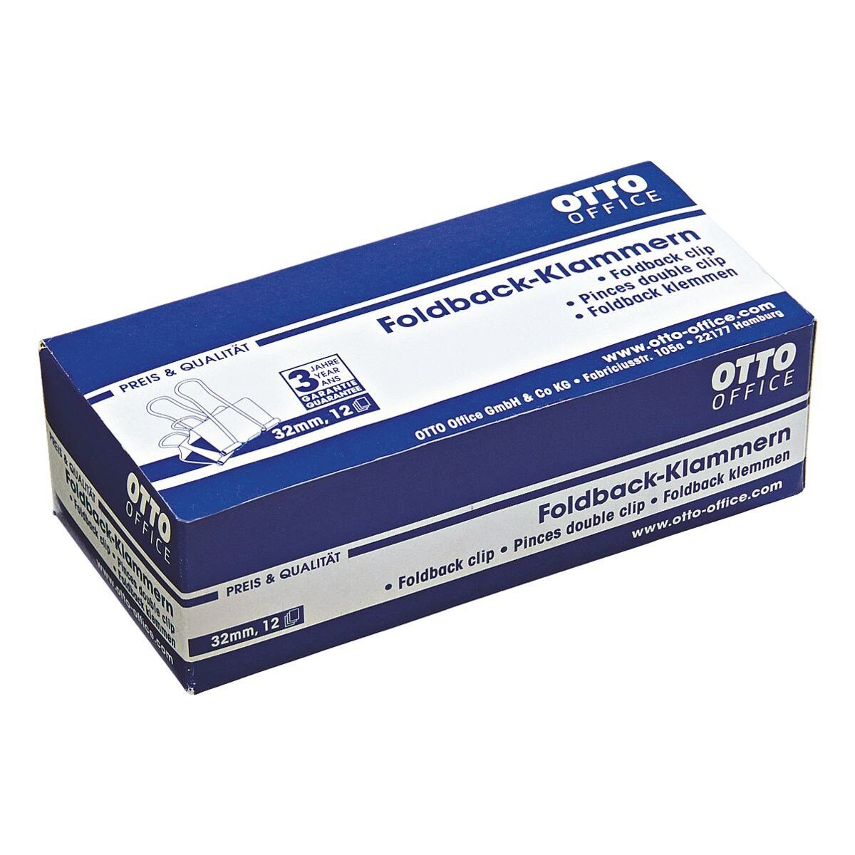 Otto Office Büroklammer, Klemmbreite 32 mm / Klemmstärke 13 mm, 12 Stück