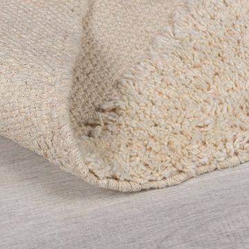 Teppich aus 100% Baumwolle, Geometrisches Muster in Naturfarben, Handgewebt, KADIMA DESIGN, Rechteckig, Höhe: 10 mm