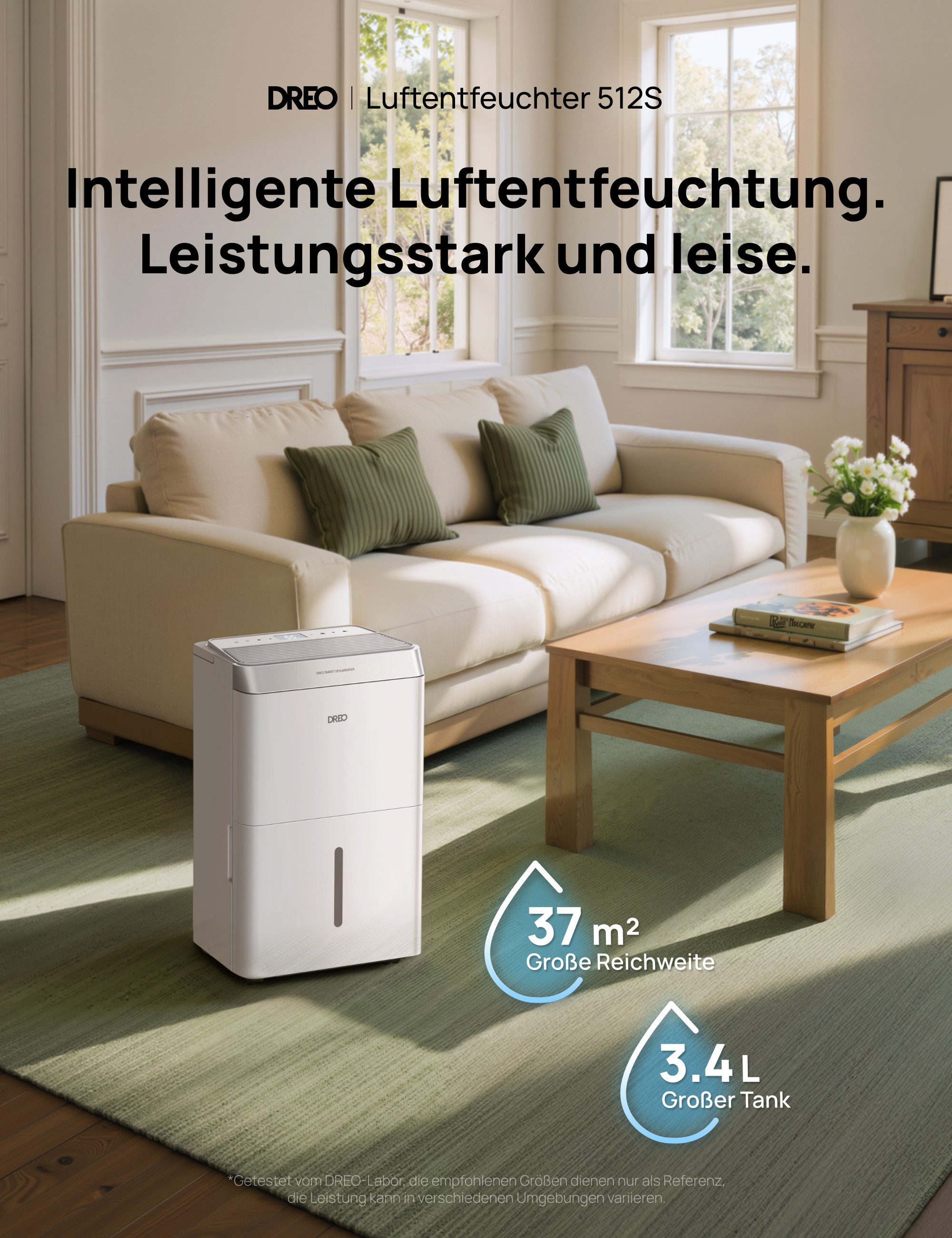 Dreo Luftentfeuchter 20L/24h, App-Steuerung, für 37 m² Räume, energiesparen günstig online kaufen