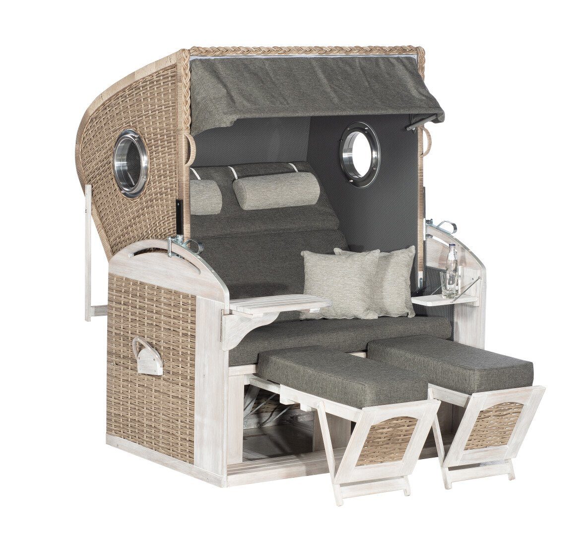 Strandkorb Gartenstrandkorb Rustikal 305 Z Pinie Comfort 2-Sitzer Vintage-Oak