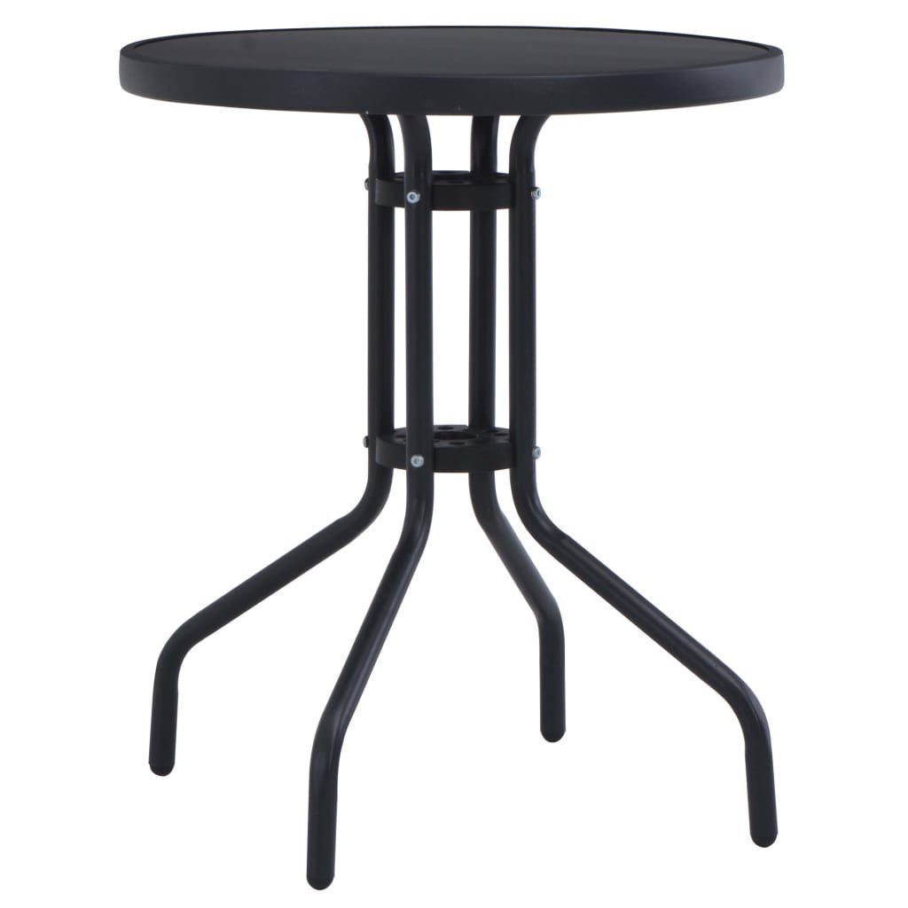 vidaXL Gartentisch Gartentisch Schwarz 60 cm Stahl und Glas (1-St)