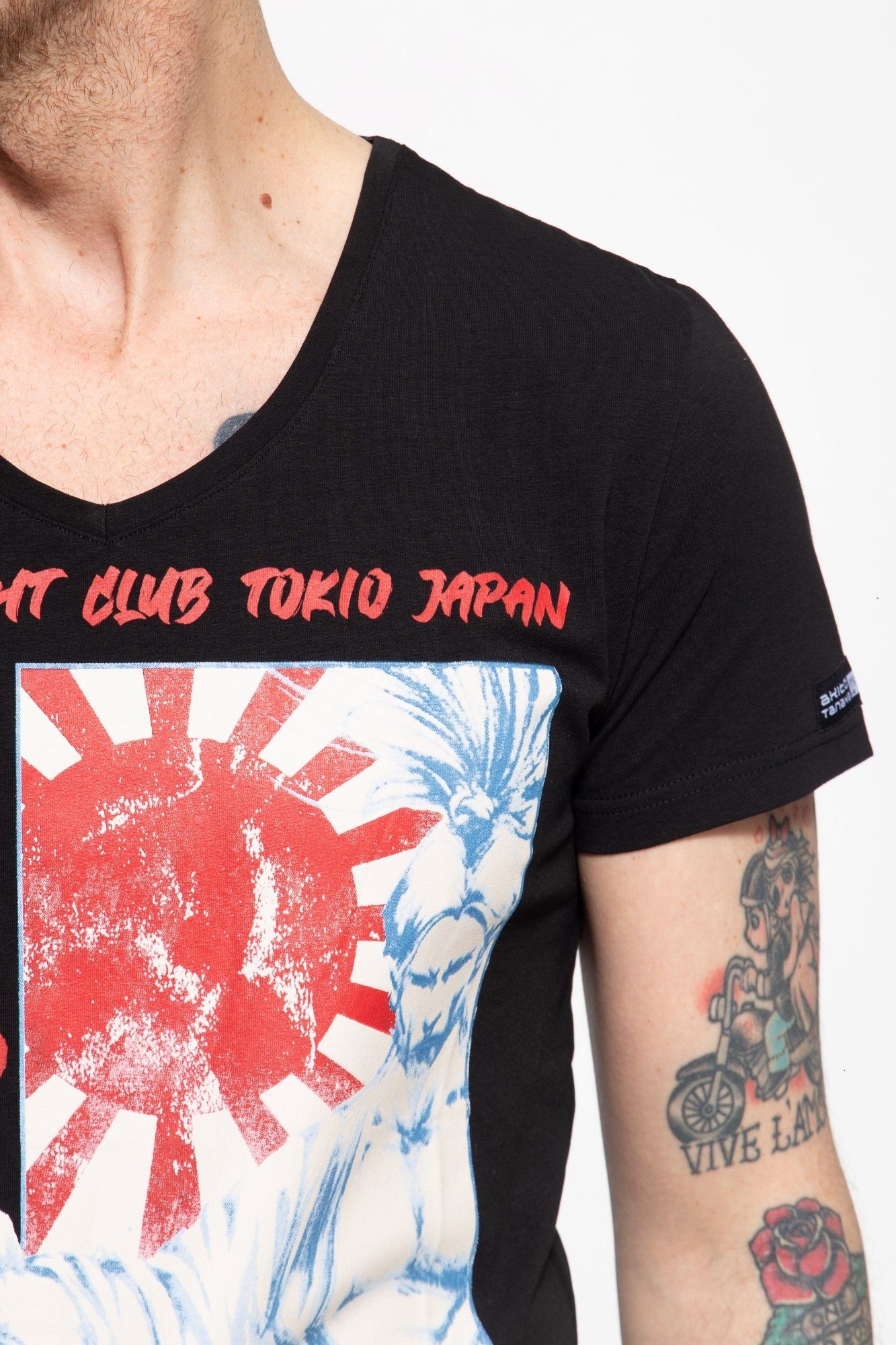 T-Shirt Club Fight schwarz Print Akito Tanaka japanischem mit