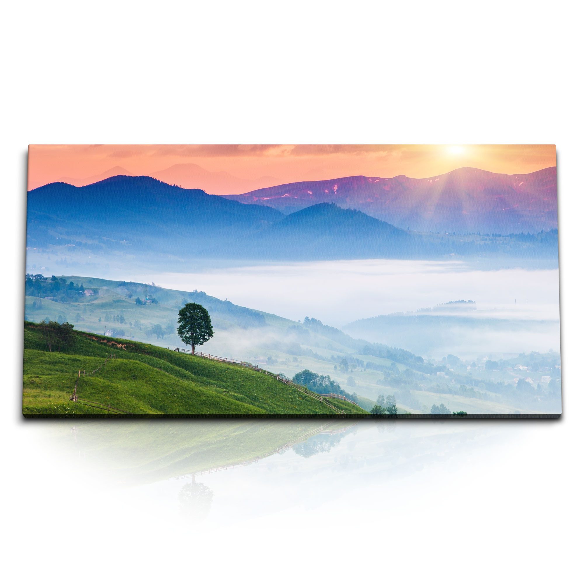 Leinwandbild Kunstdruck Bilder 120x60cm Sonnenuntergang Berge Berglandschaft Natur