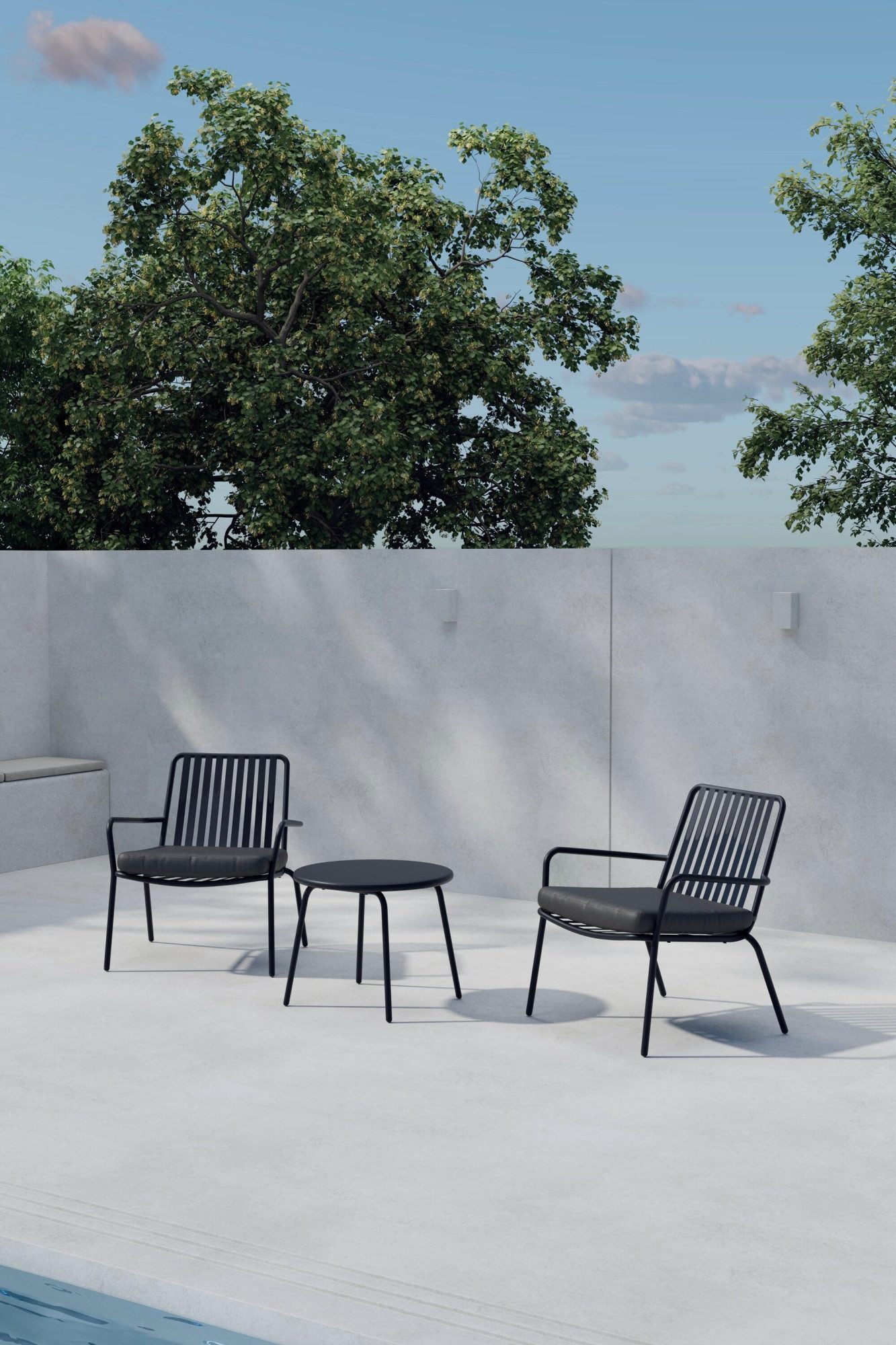Venture Home Gartenlounge-Set Mykonos, großzügiges Outdoor-Set für hohen Sitzkomfort, (3-tlg), Loungemöbel mit Stoffbezug, angenehm, weich