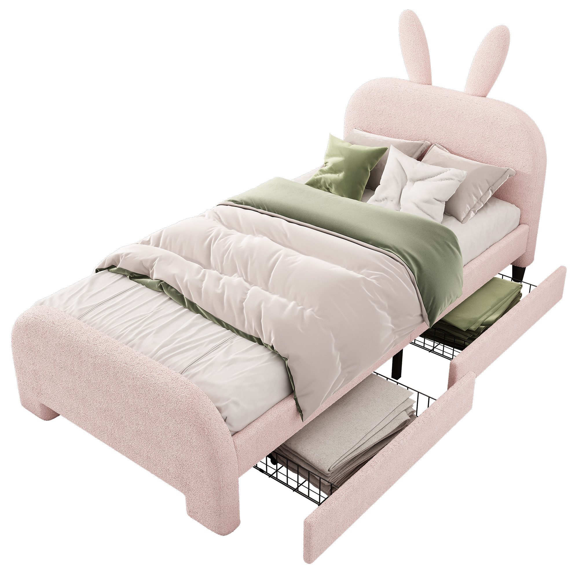 Flieks Polsterbett, Kinderbett Einzelbett 90x200cm, Kaninchenform günstig online kaufen