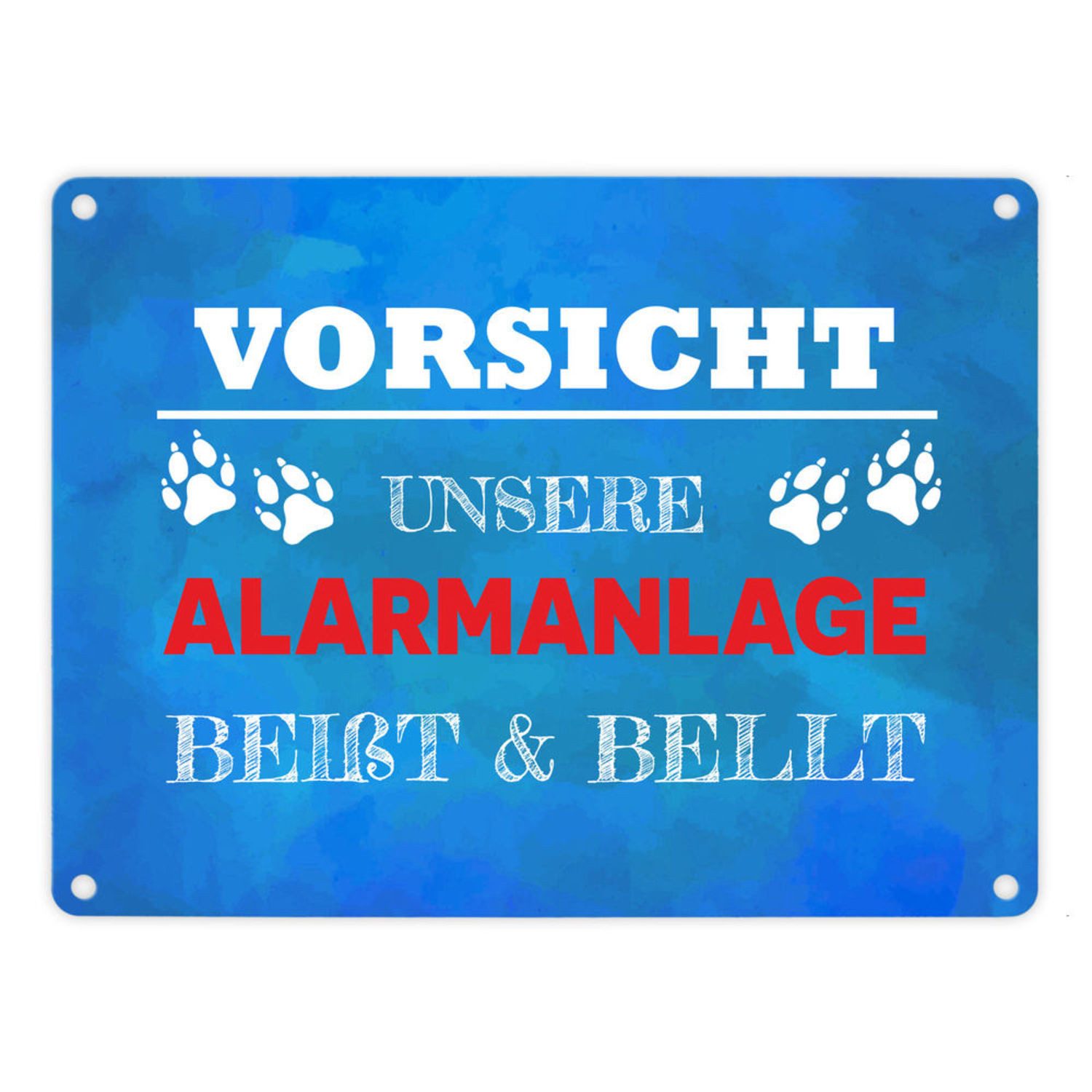 speecheese Metallschild Vorsicht unsere Alarmanlage beißt & bellt Metallschild in 15x20 cm