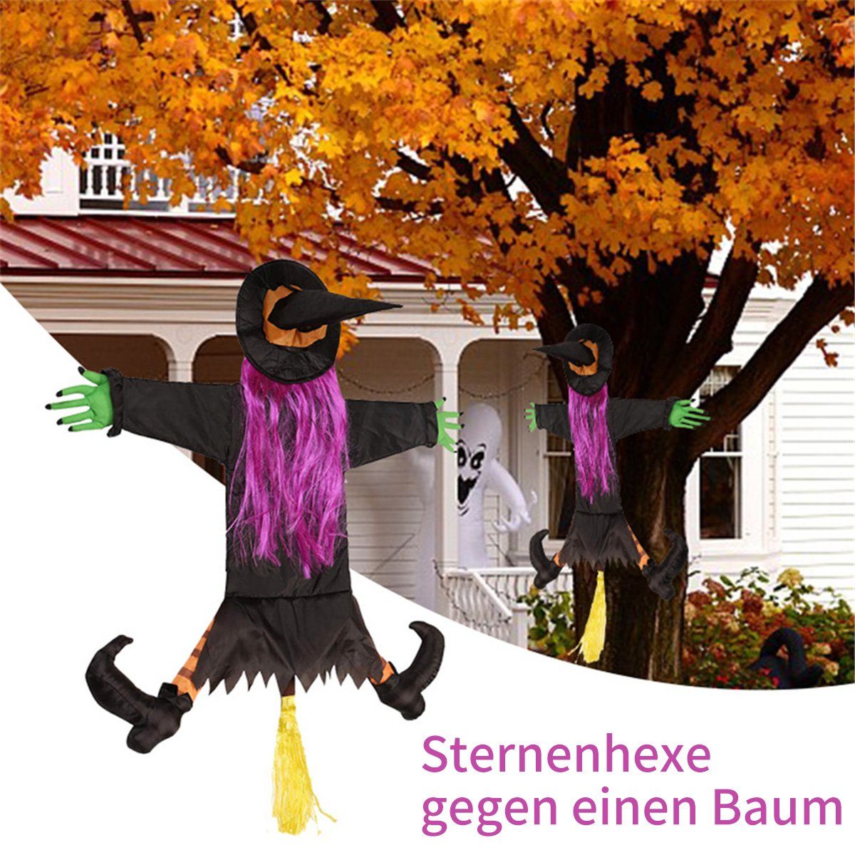 DOPWii Dekoobjekt Halloween-Dekorationen,Hexenkostüme,Baumumarmung Hexe,90*86 cm