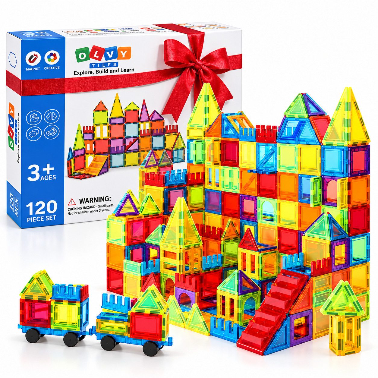 Olvy Magnetspielbausteine, (Individuell), Montessori Spielzeug für Kinder ab 3 Jahren, abgerundete Kanten von Olvy