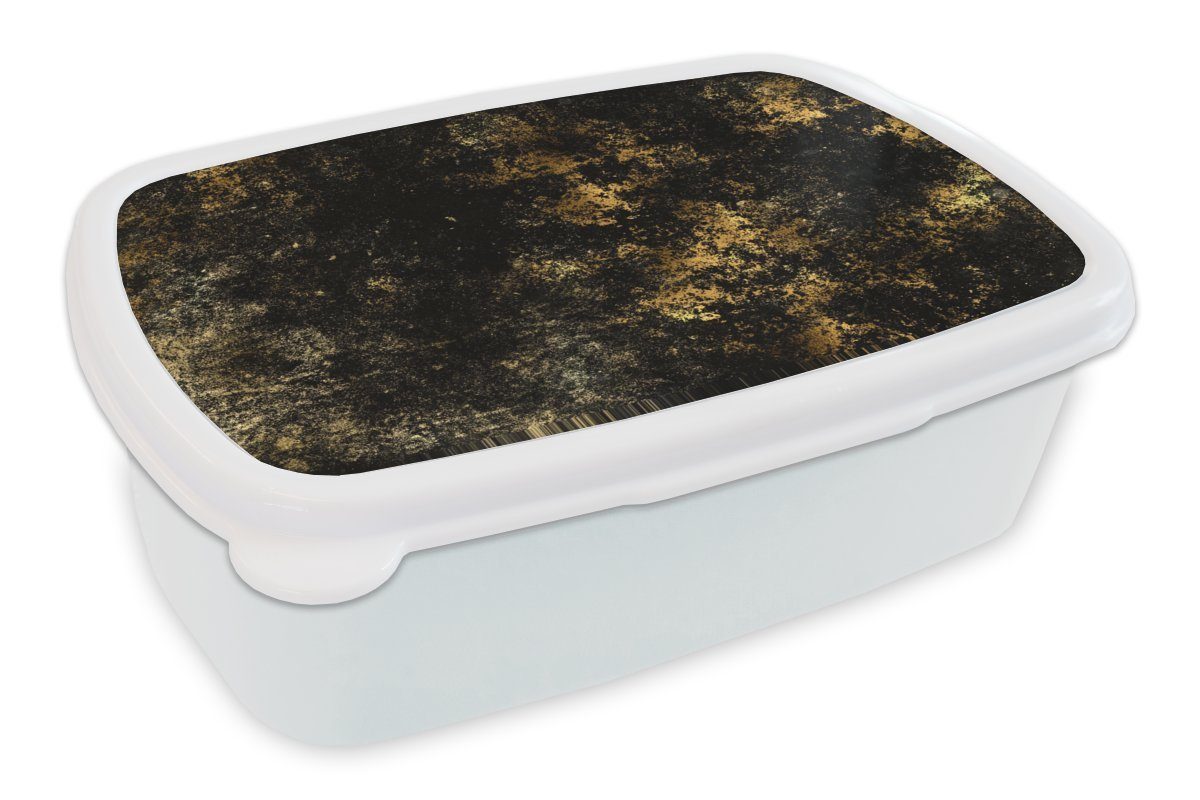MuchoWow Lunchbox Gold - Schwarz - Abstrakt, Kunststoff, (2-tlg), Brotbox für Kinder und Erwachsene, Brotdose, für Jungs und Mädchen weiß