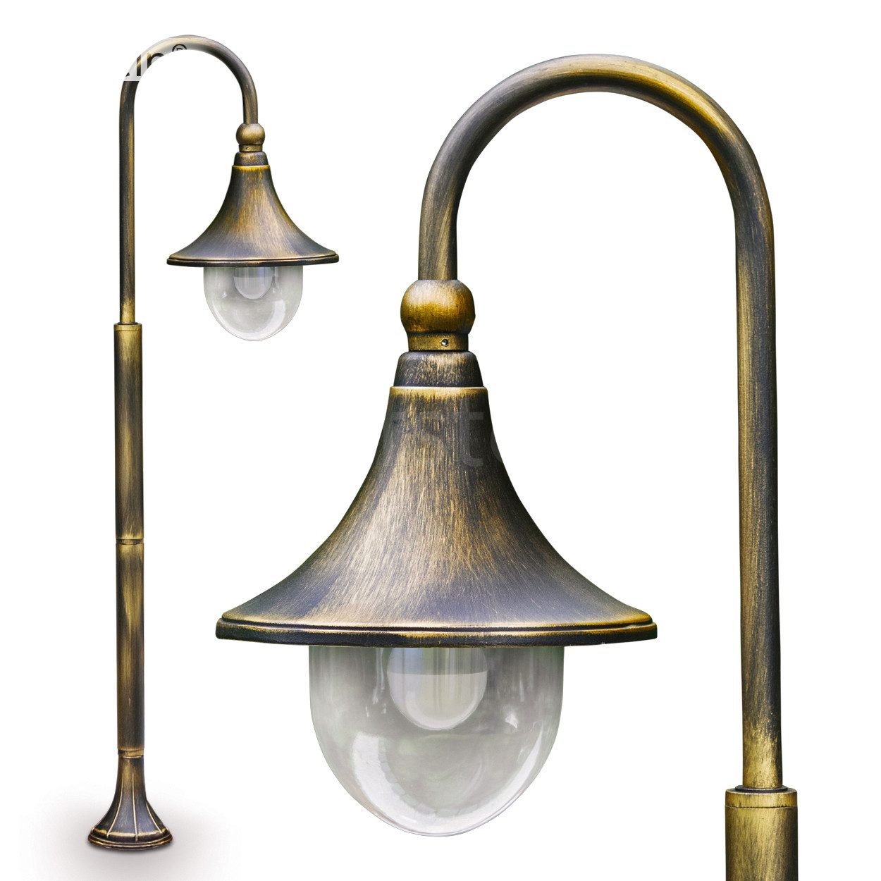 hofstein Pollerleuchte »Paraolo« Außenleuchte Stehleuchte in antikem Look, ohne Leuchtmittel, Metall Braun/Gold, Wegeleuchte 120cm, Vintage Gartenlampe,E27,IP44