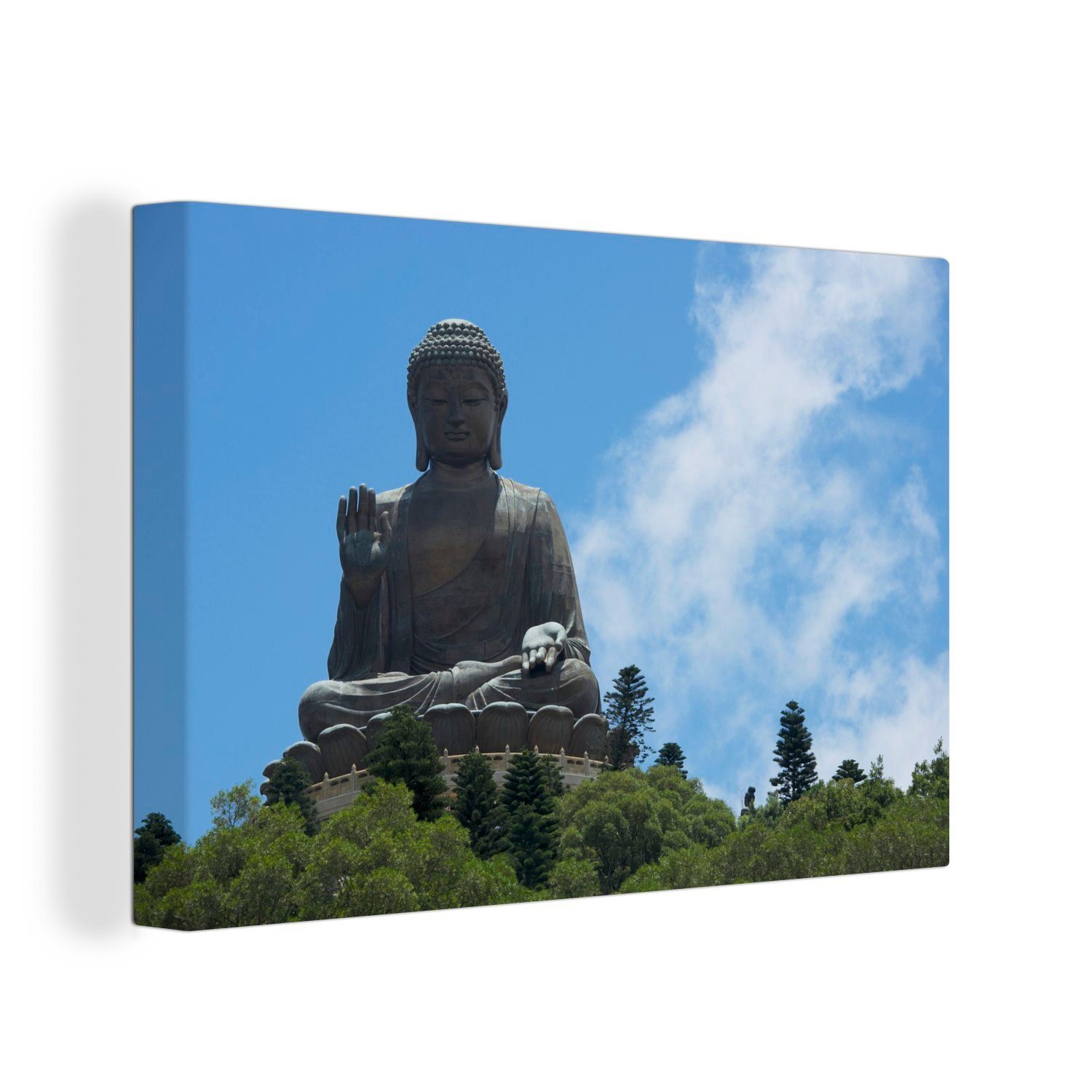 OneMillionCanvasses® Leinwandbild Der Tian Tan Buddha in Hongkong, (1 St), Wandbild Leinwandbilder, Aufhängefertig, Wanddeko, 30x20 cm